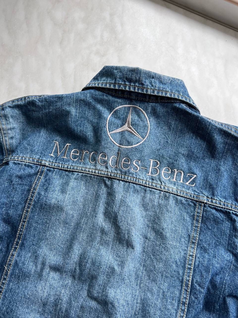 Mercedes-Benz × Vintage Vintage 90s Mercedes Benz Blue Denim Jacket Logo Y2K Racing Size US M / EU 48-50 / 2 - 12 Thumbnail
