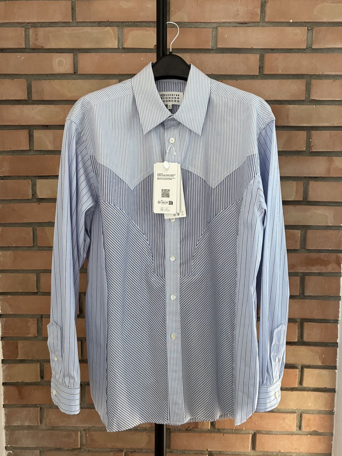 Maison Margiela Maison Margiela Patchwork striped Yoke shirt Size US L / EU 52-54 / 3 - 1 Thumbnail