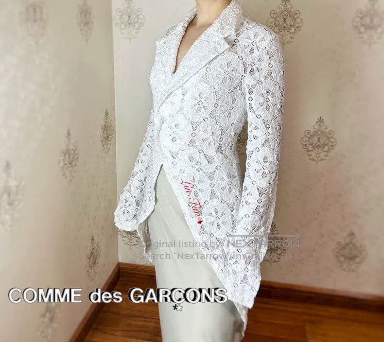 Comme des Garcons Comme des Garcons Lace White Versatile Tailcoat Size S / US 4 / IT 40 - 4 Thumbnail