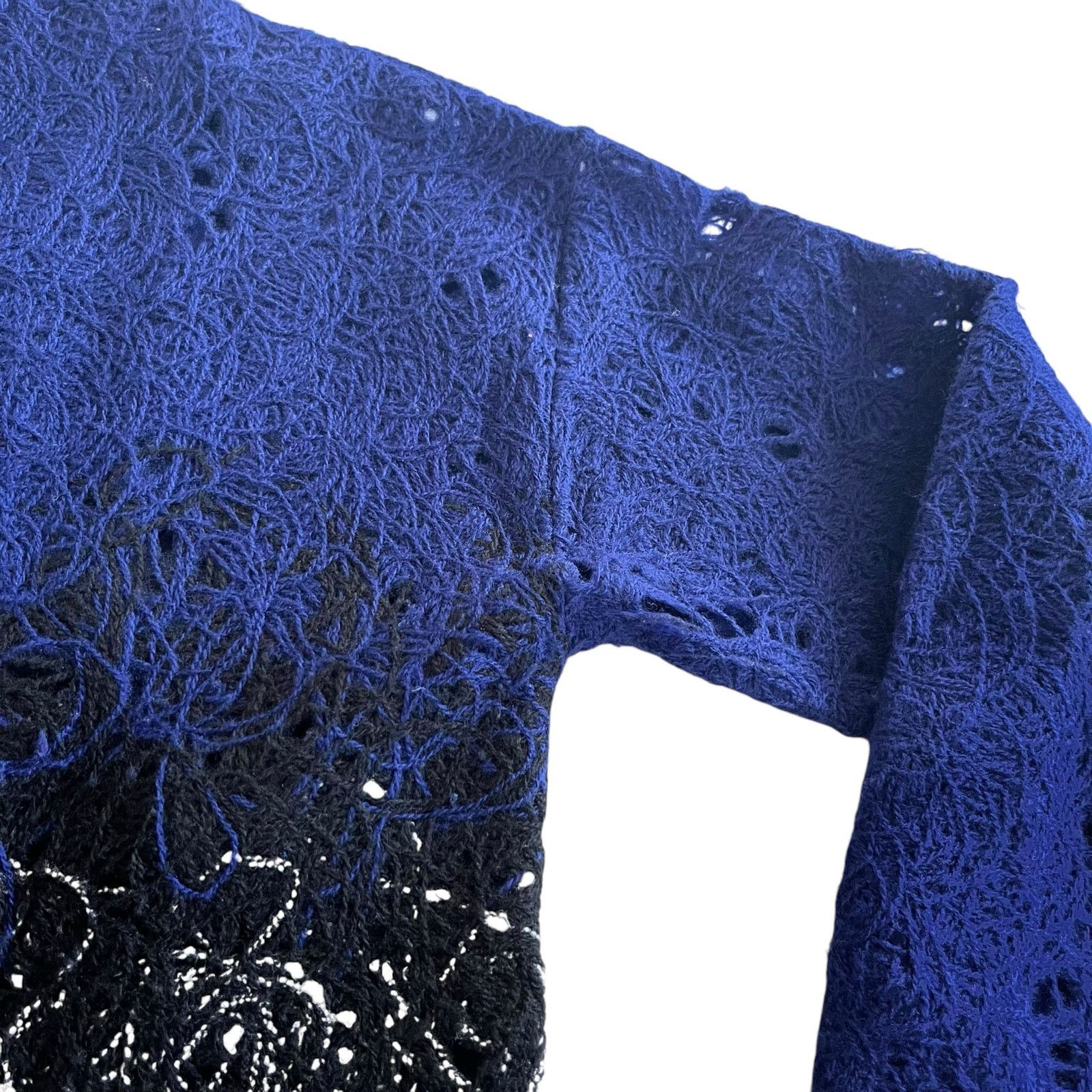 Other PierAntonio Gaspari Blue Black Ombre Embroidered Wool Top Size M / US 6-8 / IT 42-44 - 9 Thumbnail