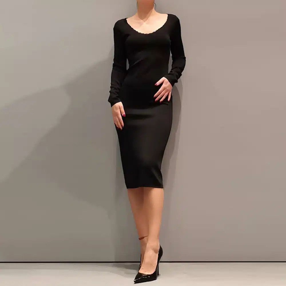Tom Ford o1loc1c1224 ACK373 Knitted Dress in Black Size L / US 10 / IT 46 - 2 Thumbnail