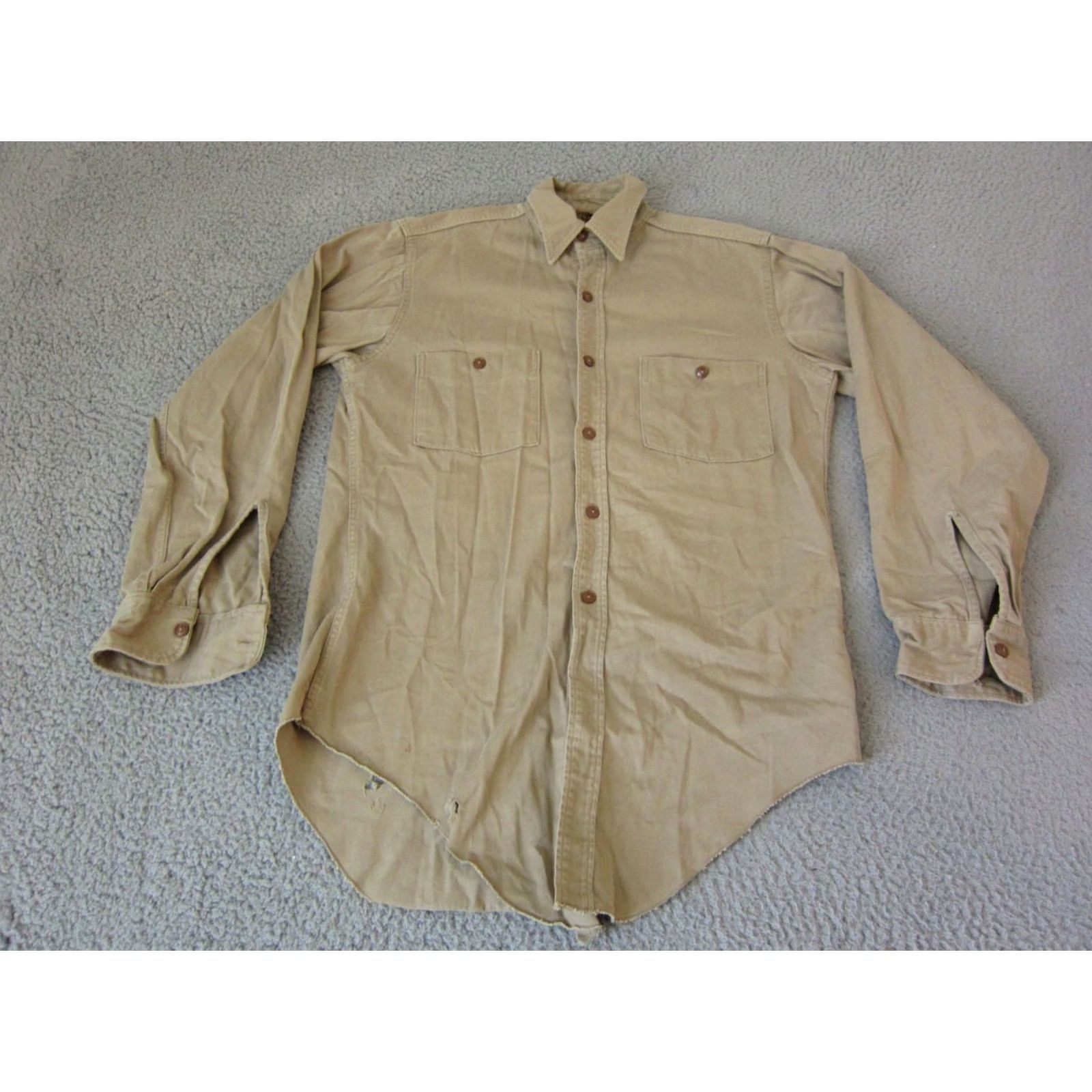Dickies VINTAGE Dickies Shirt Mens M Brown True Adult Made USA 40s 50s Army Size US M / EU 48-50 / 2 - 2 Thumbnail