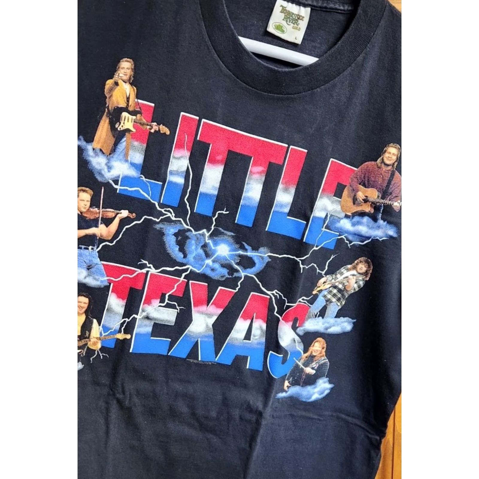 Vintage LITTLE TEXAS Band Concert Mens Shirt T Shirt VTG Tennessee River Gold Black 1990s Retro Graphic Print Short Sleeve Size L Mens Size US L / EU 52-54 / 3 - 5 Thumbnail