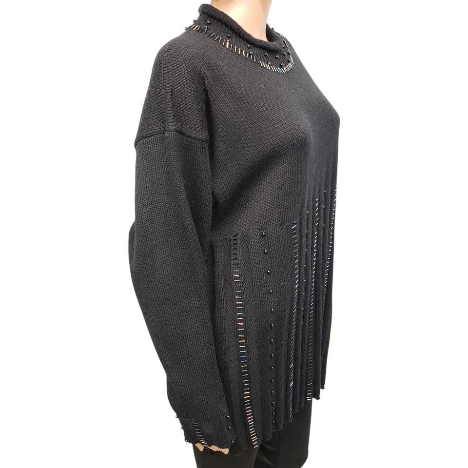 Vintage Chicara Embellished Beaded Knit Sweater Wool blend Germany Size XL / US 12-14 / IT 48-50 - 9 Thumbnail
