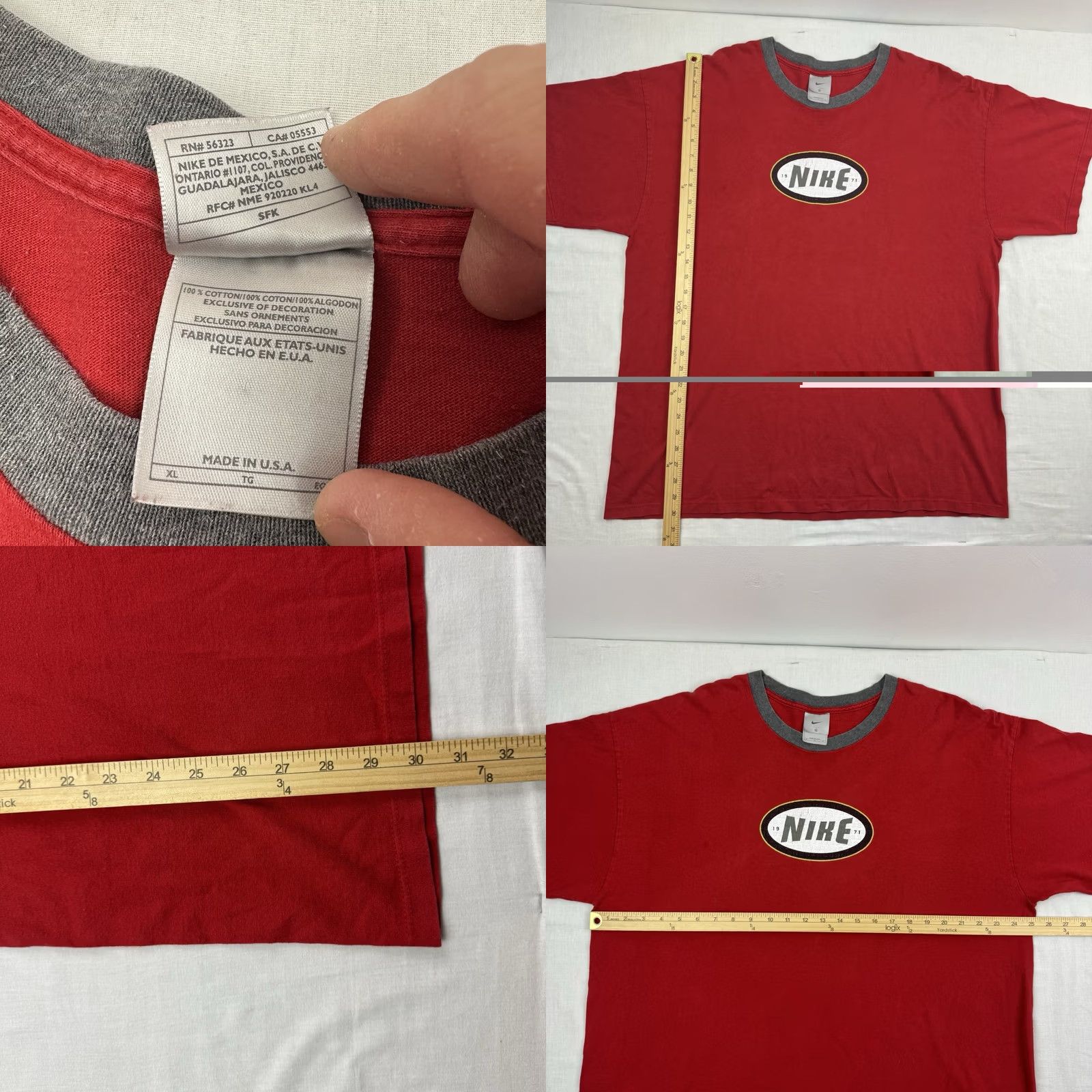 Nike VINTAGE Nike Ringer T Shirt Adult XL Red Cotton USA Hipster 90s Y2K Sports Mens XL Size US XL / EU 56 / 4 - 8 Thumbnail