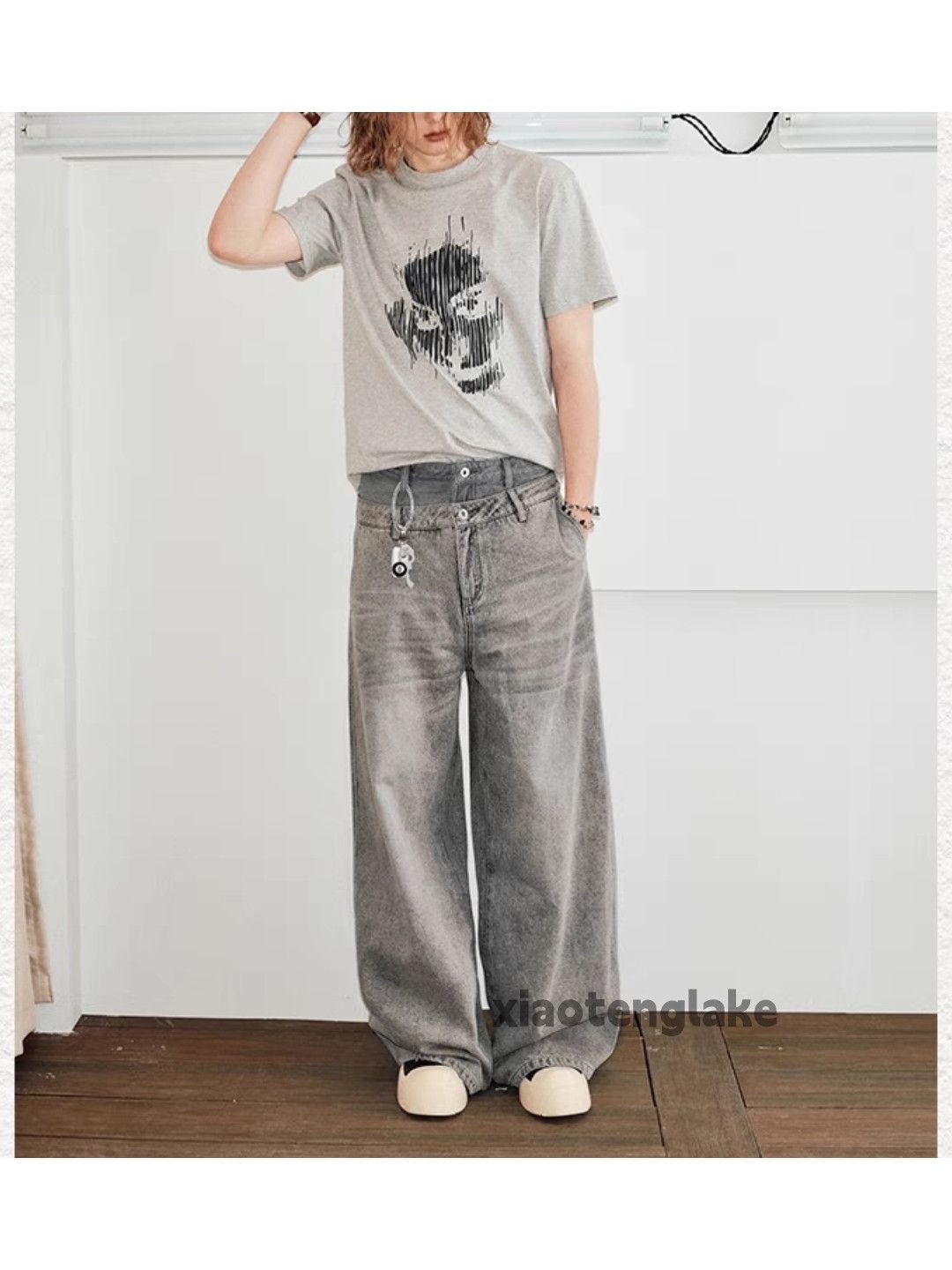 Jean × Vintage Washed faded loose baggy patchwork yuppie hiphop jeans Size US 34 / EU 50 - 6 Thumbnail