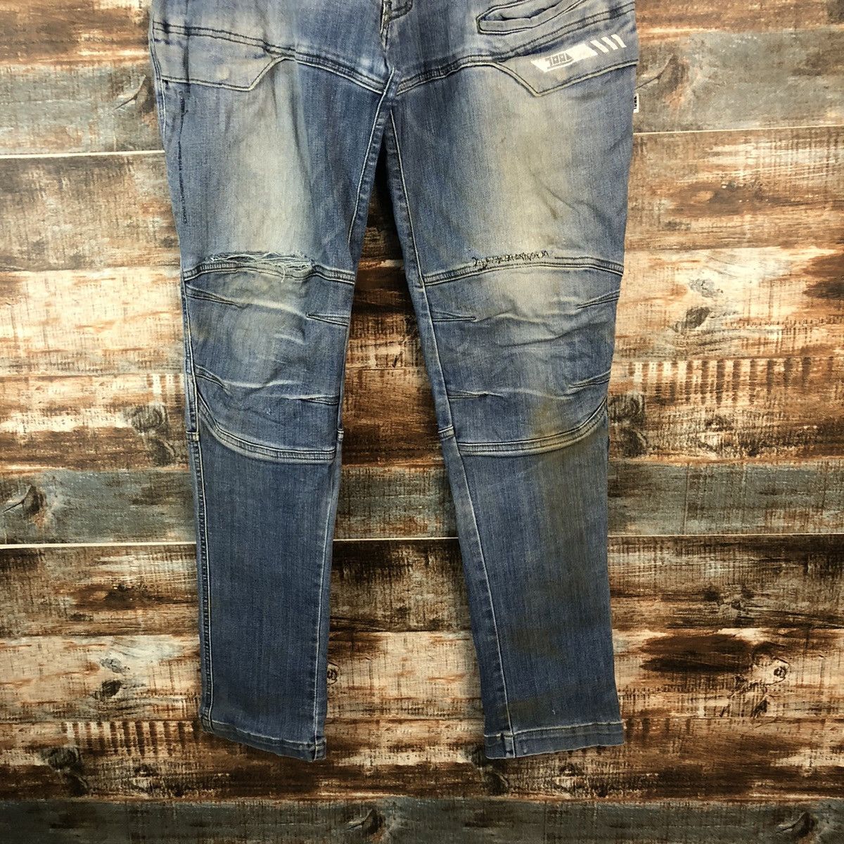 Japanese Brand TORA Blue Distressed Denim Pants #A2080 Size US 37 - 6 Thumbnail