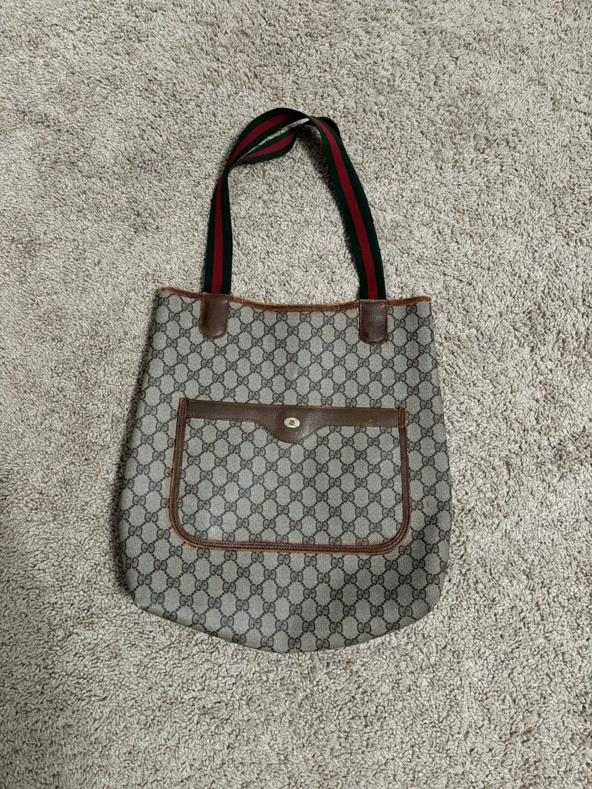 Gucci GG Monogram Stripe Tote Bag