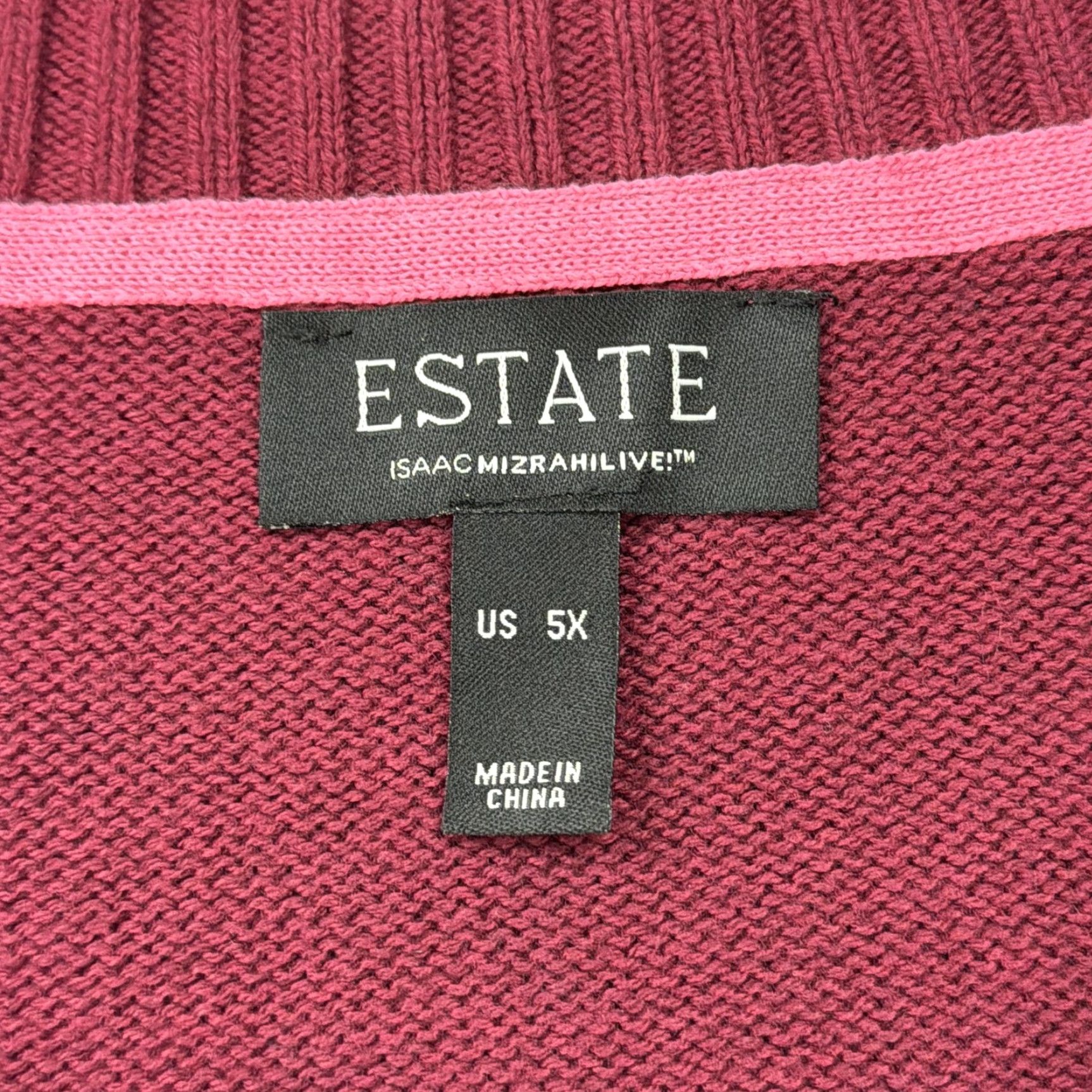Vintage Estate Isaac Mizrahi Live Sweater Womens 5X Red Mock Neck 1/4 Zip Cable Knit Pullover Knitwear Size XXL / US 16-18 / IT 52-54 - 5 Thumbnail
