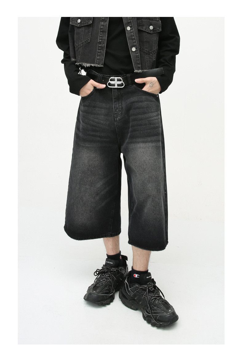 Japanese Brand × Jean Loose wide-leg vintage distressed flared denim shorts Size US 32 / EU 48 - 3 Thumbnail