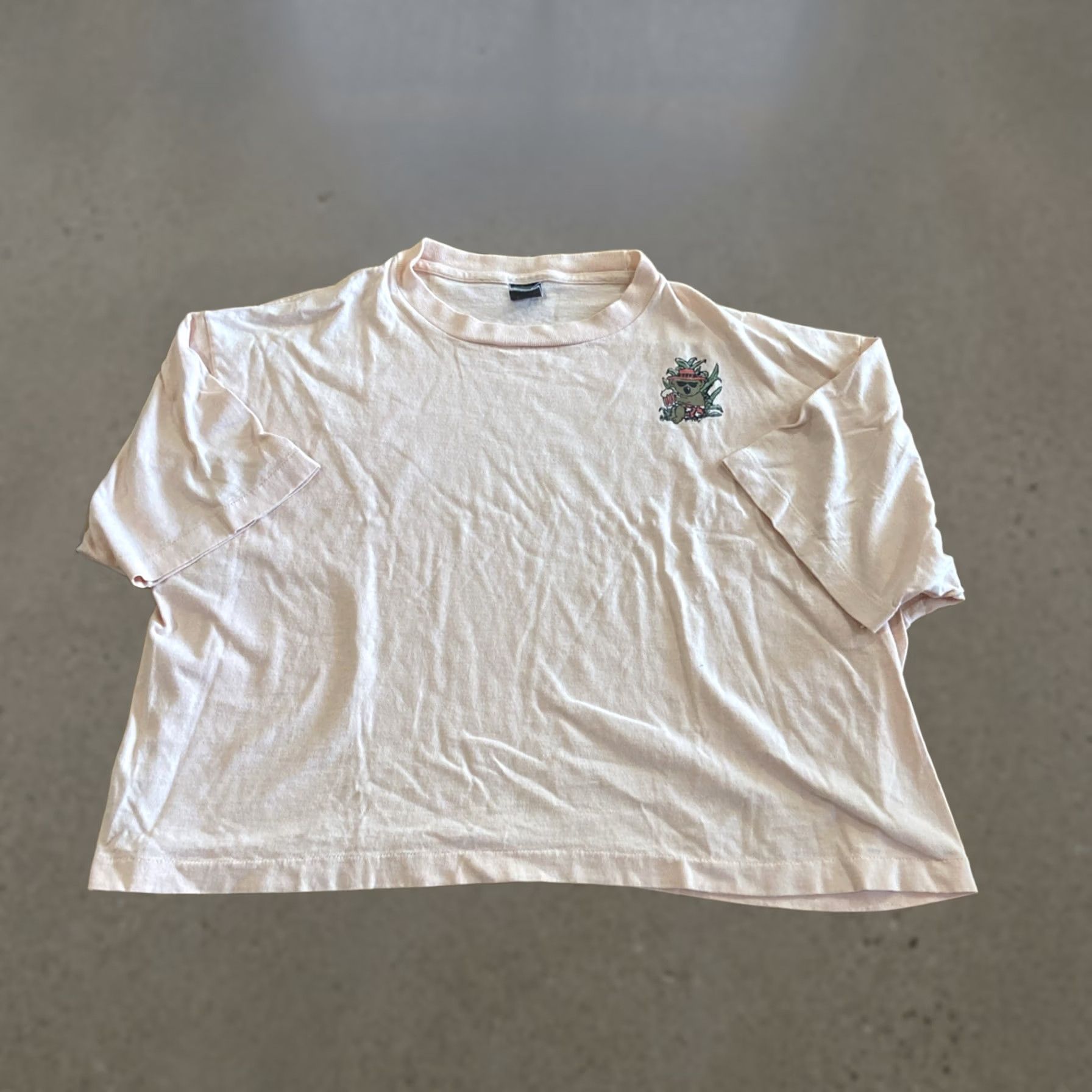 Anvil VINTAGE 80s Pink Koala Crop Top Destination Travel Shirt Large White Anvil T-Shirt L Mens Women? Size L / US 10 / IT 46 - 1 Thumbnail