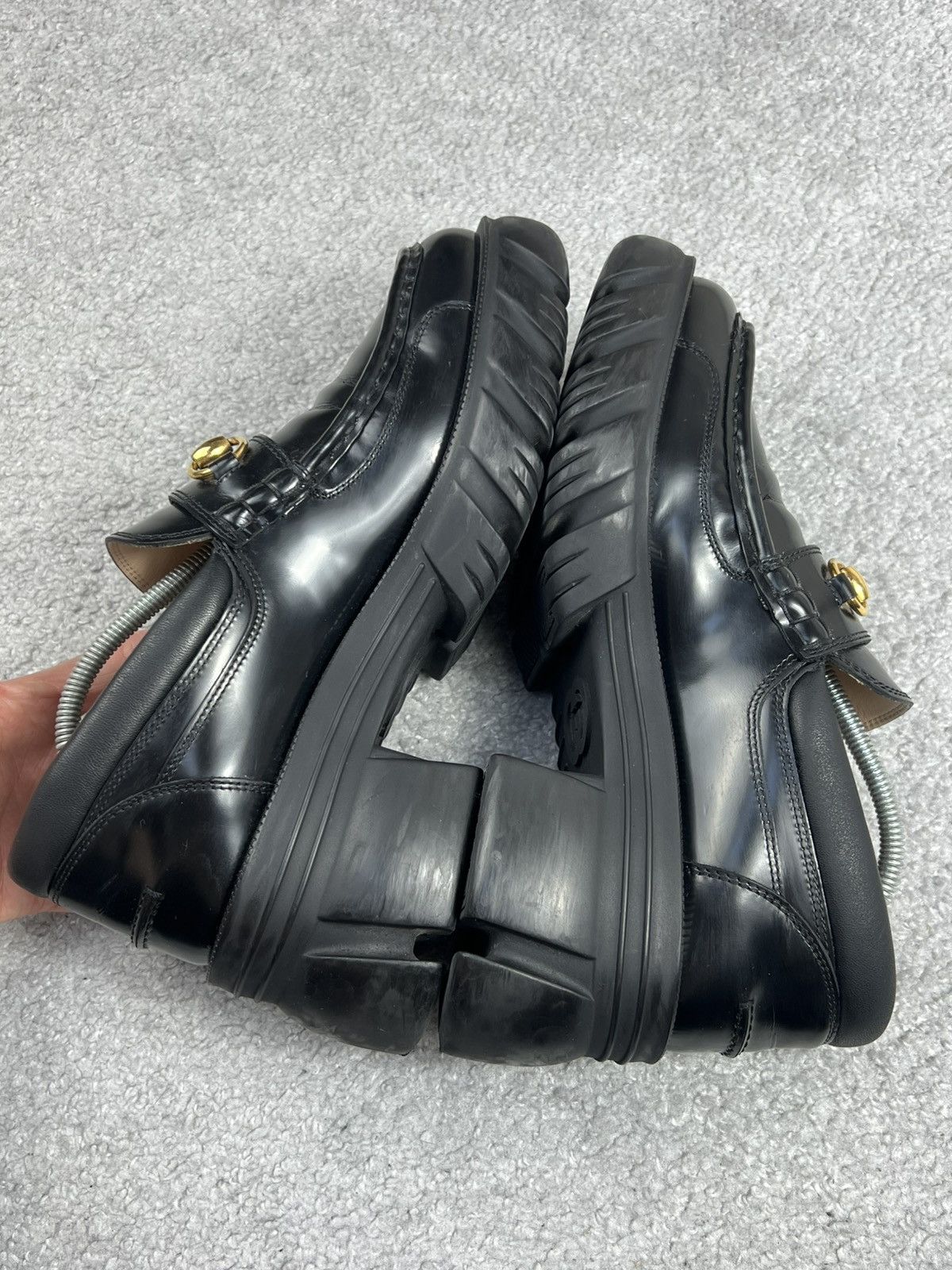 Gucci Gucci Horsebit Platform Lug Sole Black Leather Loafers Size US 10 / IT 40 - 3 Thumbnail