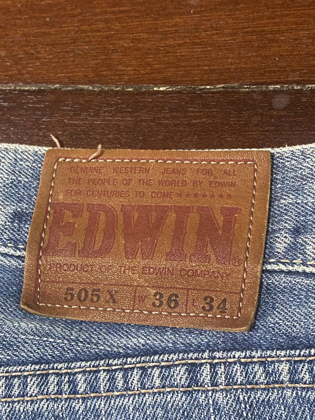 Edwin Vintage 90s Edwin 505 X mud wash distressed selvedge jeans Size US 37 - 17 Thumbnail