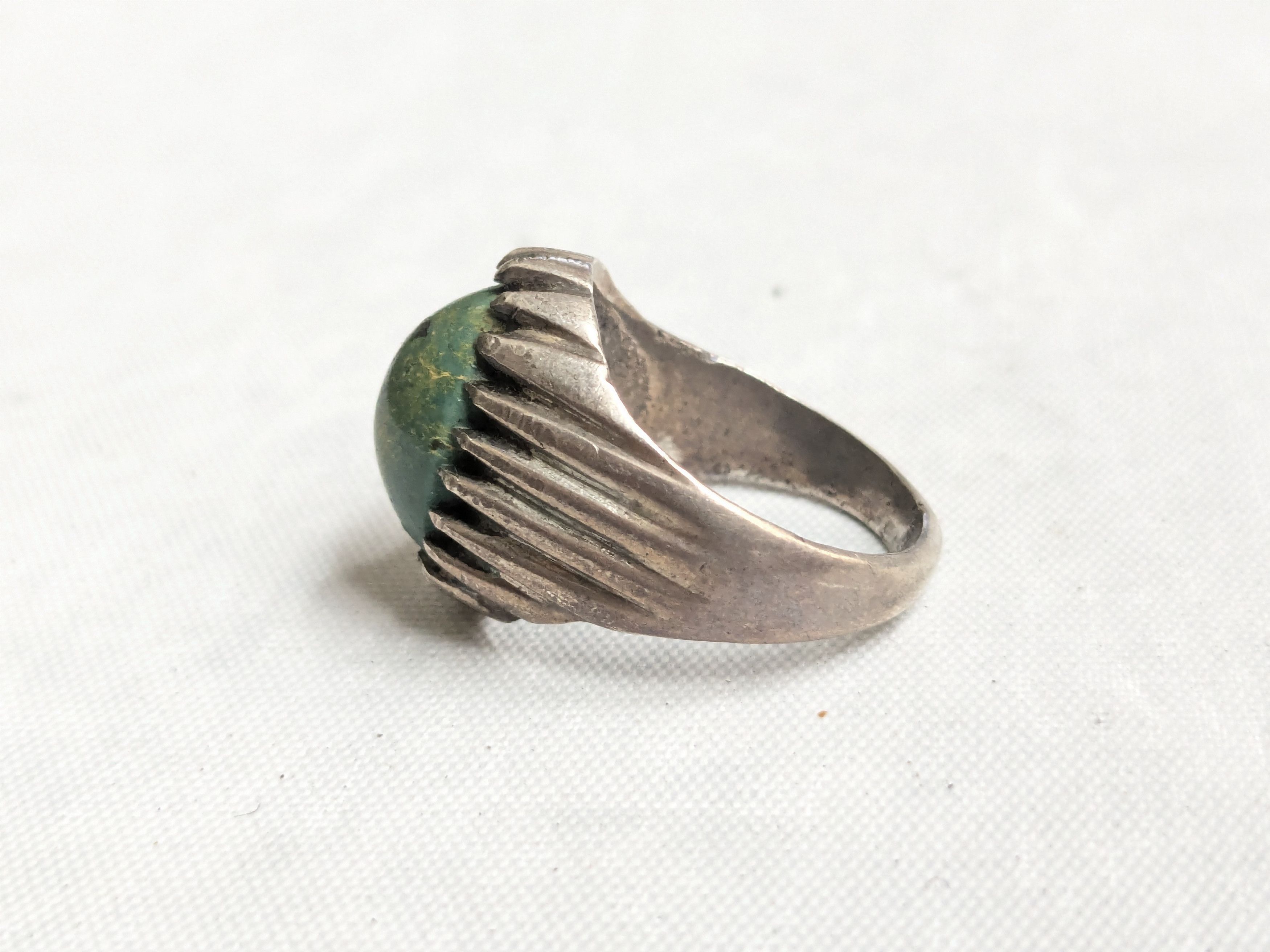 Jewelry Vintage Sterling Silver Ring Turquoise Oval Cabochon 10 Size ONE SIZE - 2 Thumbnail