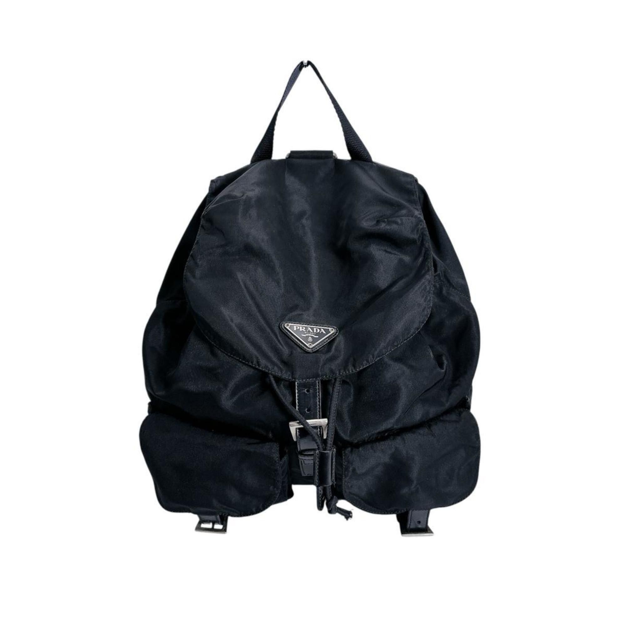 Prada Prada Triangle Logo Backpack in Black Nylon Size ONE SIZE - 1 Thumbnail