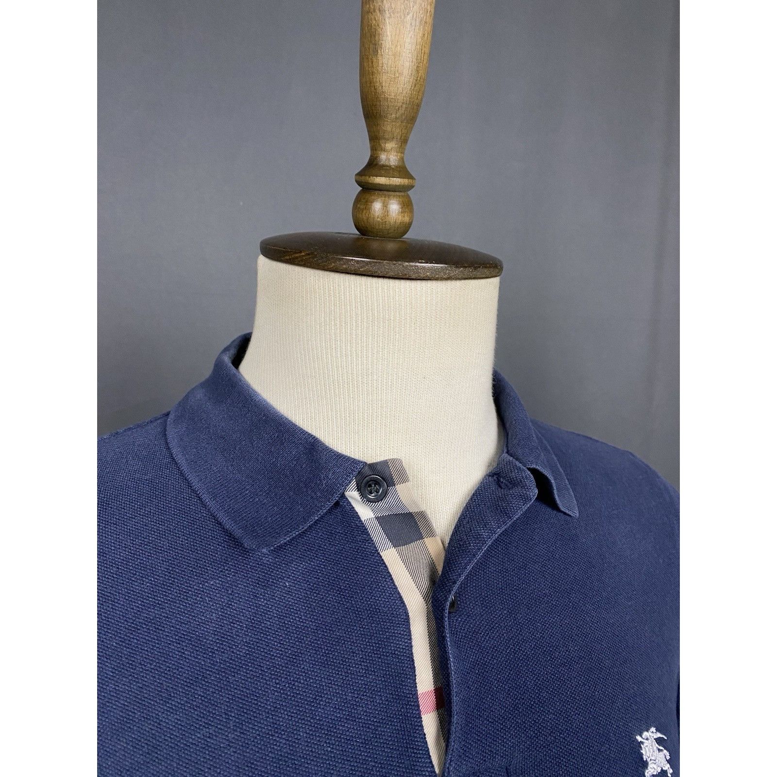Burberry Burberry Nova Check Collar Men's Blue Garment Dyed Polo T-Sh Size US S / EU 44-46 / 1 - 6 Thumbnail