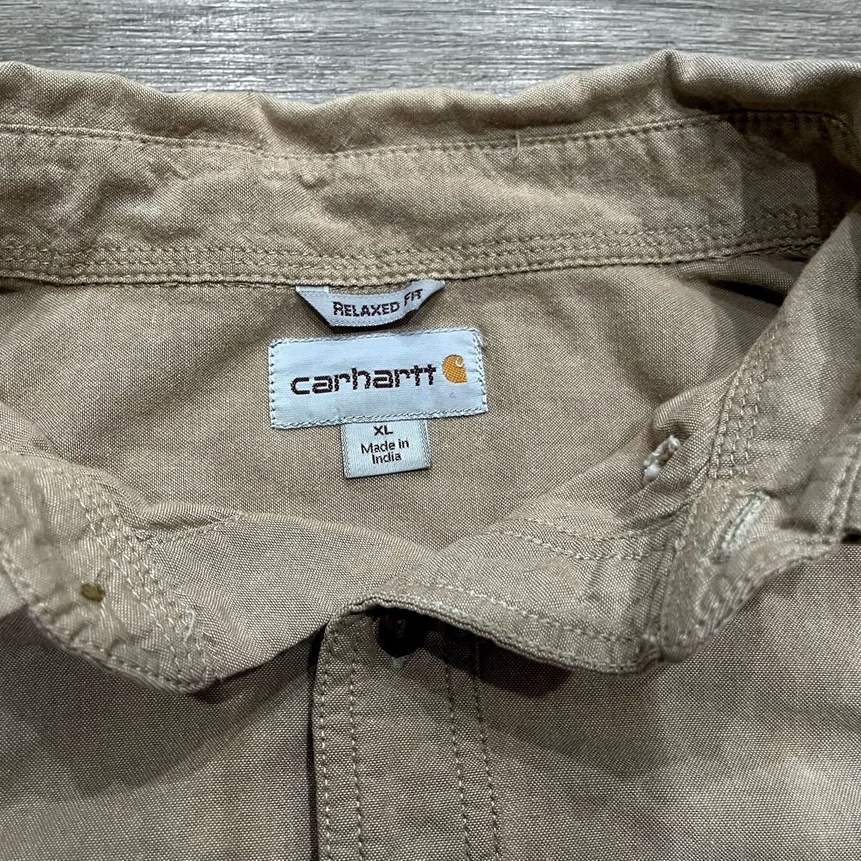 Carhartt Carhartt Shirt Button-Up Cotton Tan Short Sleeve XL Regular Fit Men Logo Workwear Beige Size US XL / EU 56 / 4 - 7 Thumbnail
