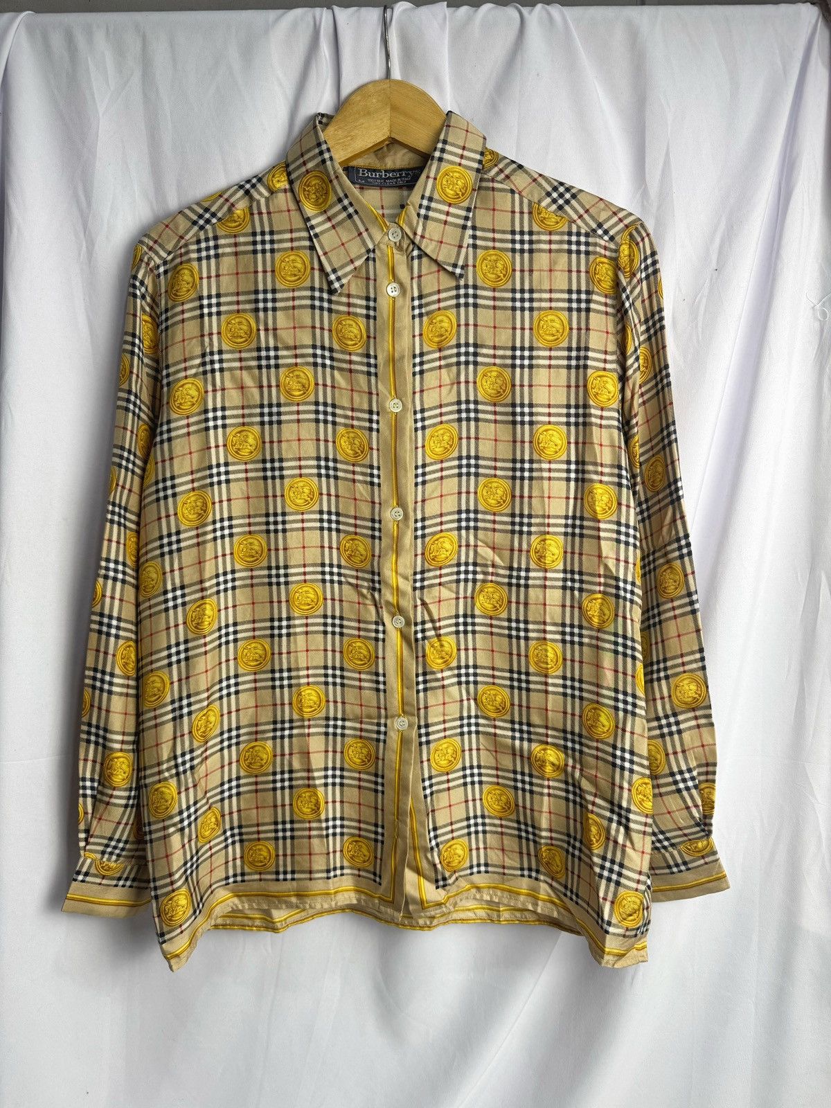 Burberry Burberry 100% Silk Coin Button Shirt Unisex Size US M / EU 48-50 / 2 - 1 Thumbnail