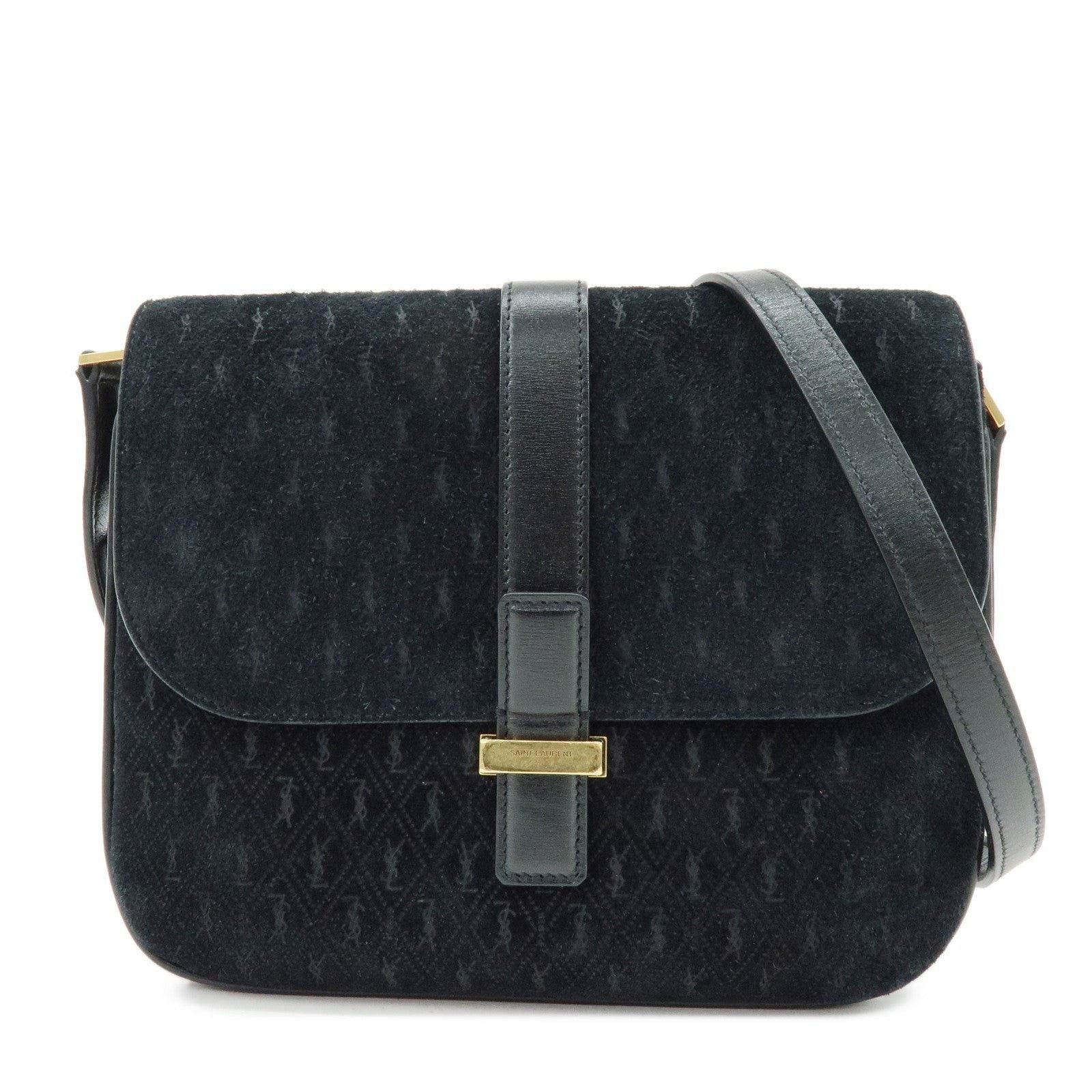 Saint Laurent Paris Saint Laurent Monogram Suede Shoulder Bag Black Size ONE SIZE - 1 Thumbnail