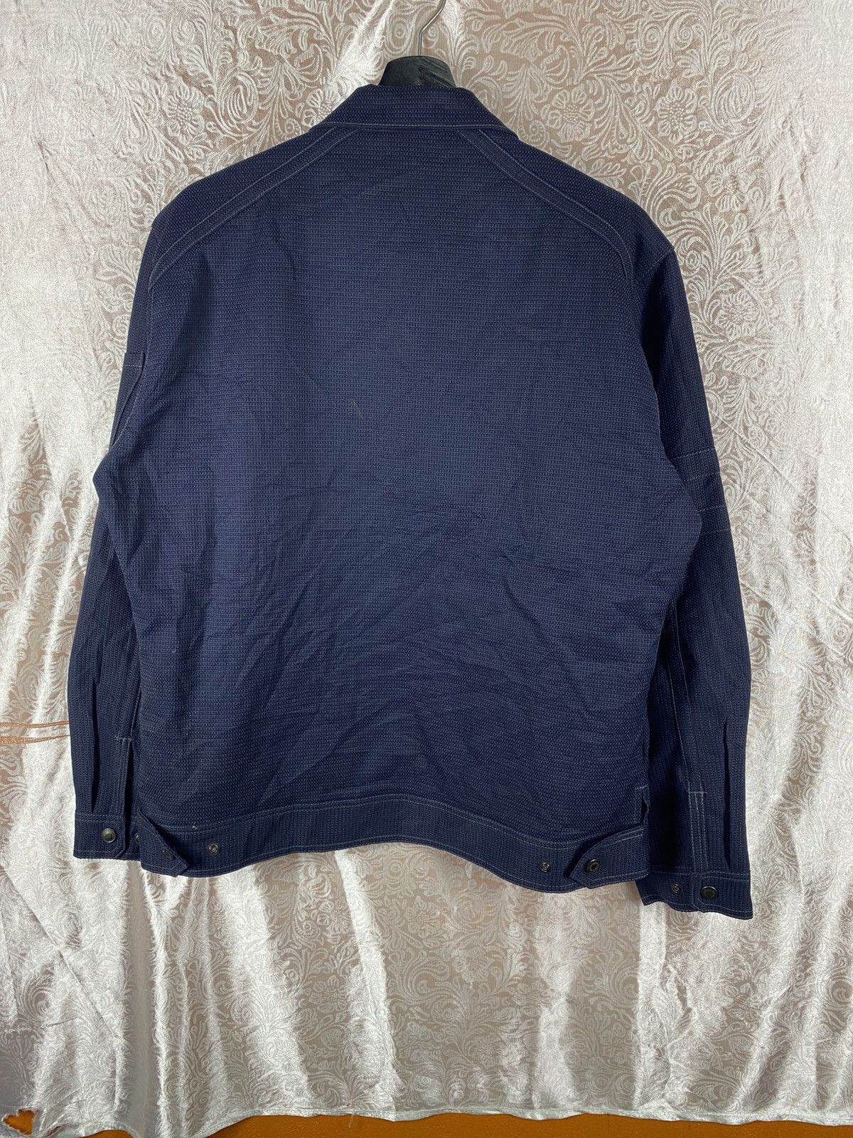 Japanese Brand Jawin EARTH Navy Utility Workwear Full Zip Textured Fabric Size US L / EU 52-54 / 3 - 10 Thumbnail