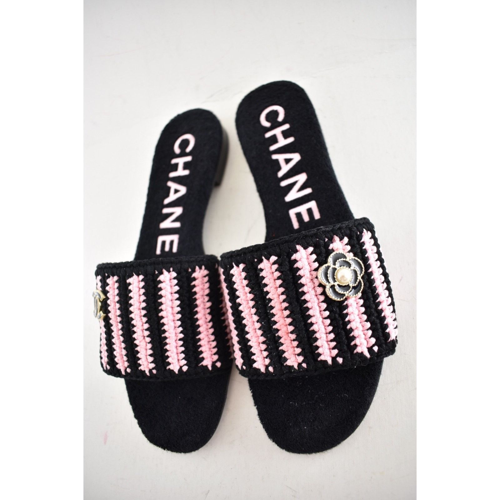 Chanel Chanel 24M Black Pink Crochet Stripe Camellia Flower Logo Size US 9 / IT 39 - 16 Thumbnail