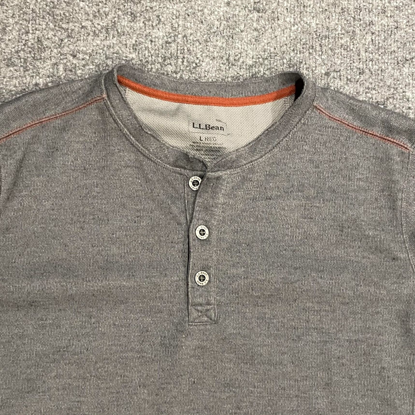 Vintage L.L.Bean Thermal Henley Shirt Mens Large Gray Long Sleeve Base Layer 6% Wool Size US L / EU 52-54 / 3 - 3 Thumbnail