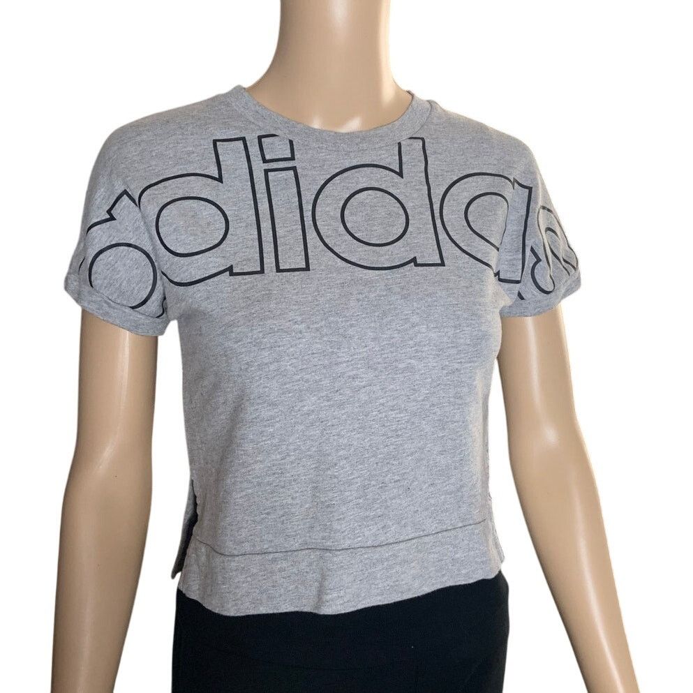 Adidas Adidas Women's Small Graphic Logo Crop Top Short Sleeve Gray Size S / US 4 / IT 40 - 1 Thumbnail