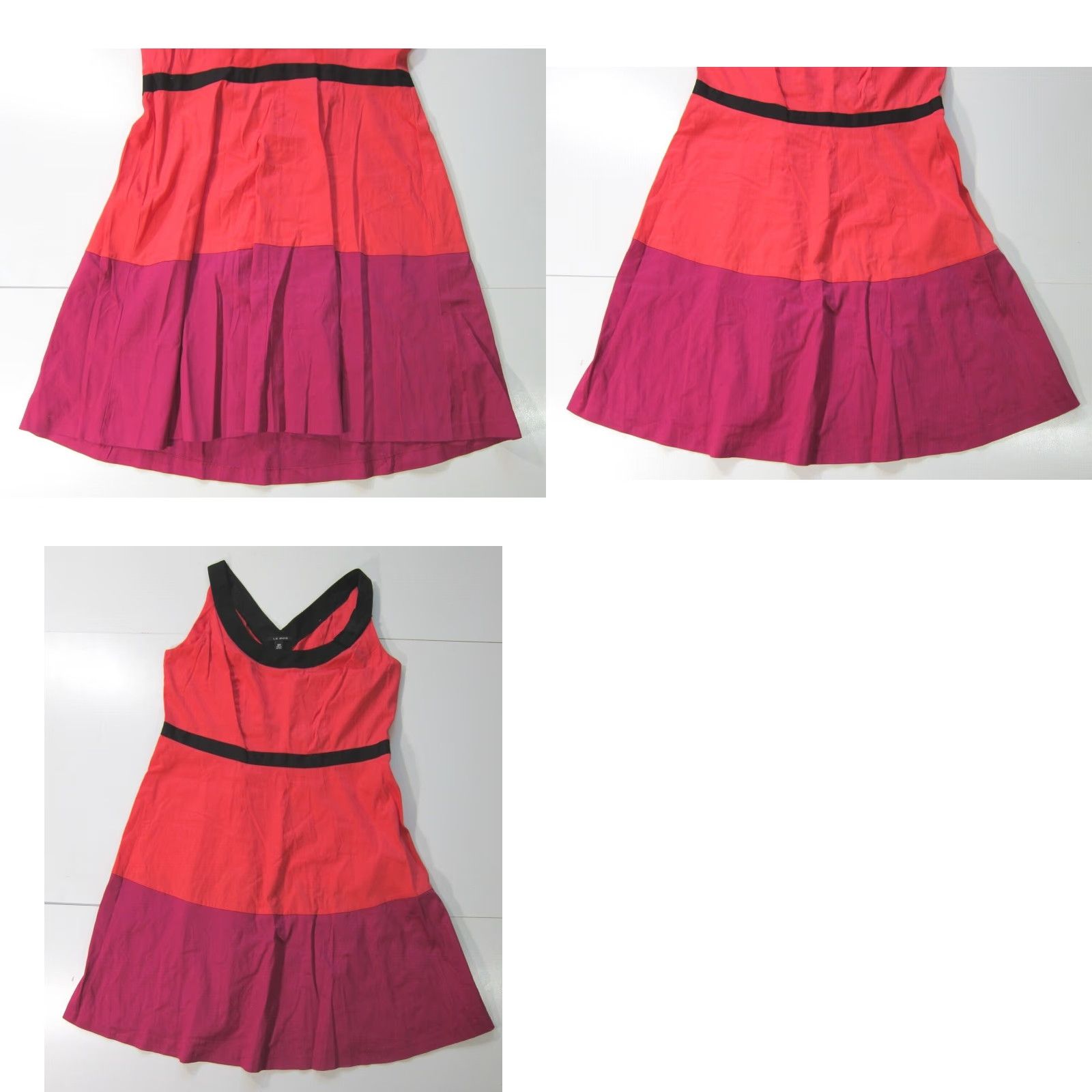 Vintage NWT Le Bos Cotton Pink Orange Black Sleeveless Drop Waist Tank Dress Plus 16W Size XXL / US 16-18 / IT 52-54 - 8 Thumbnail