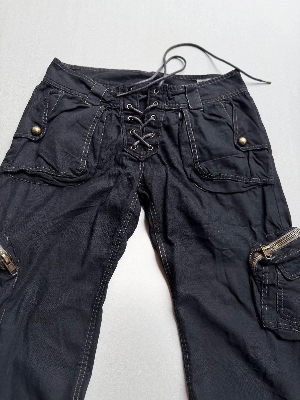 Japanese Brand KM lace up flare cargo pants Size US 28 / EU 44 - 2 Thumbnail