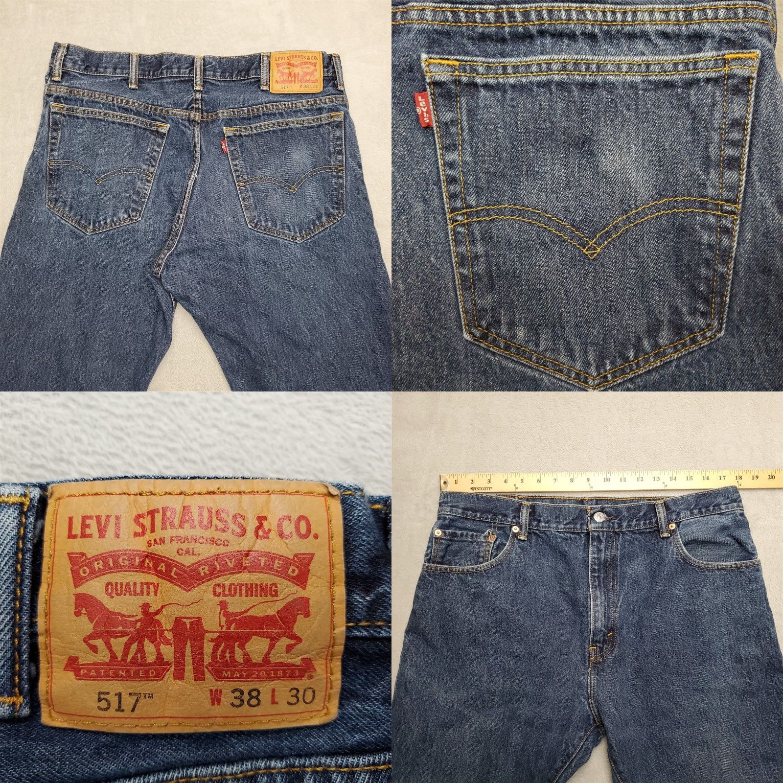 Denime Levis Jeans Men 38x30 Blue 517 Denim Bootcut Regular Fit Medium Wash Denim Pants Jeans Bootcut Regular Mens 38 Blue 517 Denim Footwear? Size US 38 / EU 54 - 8 Thumbnail