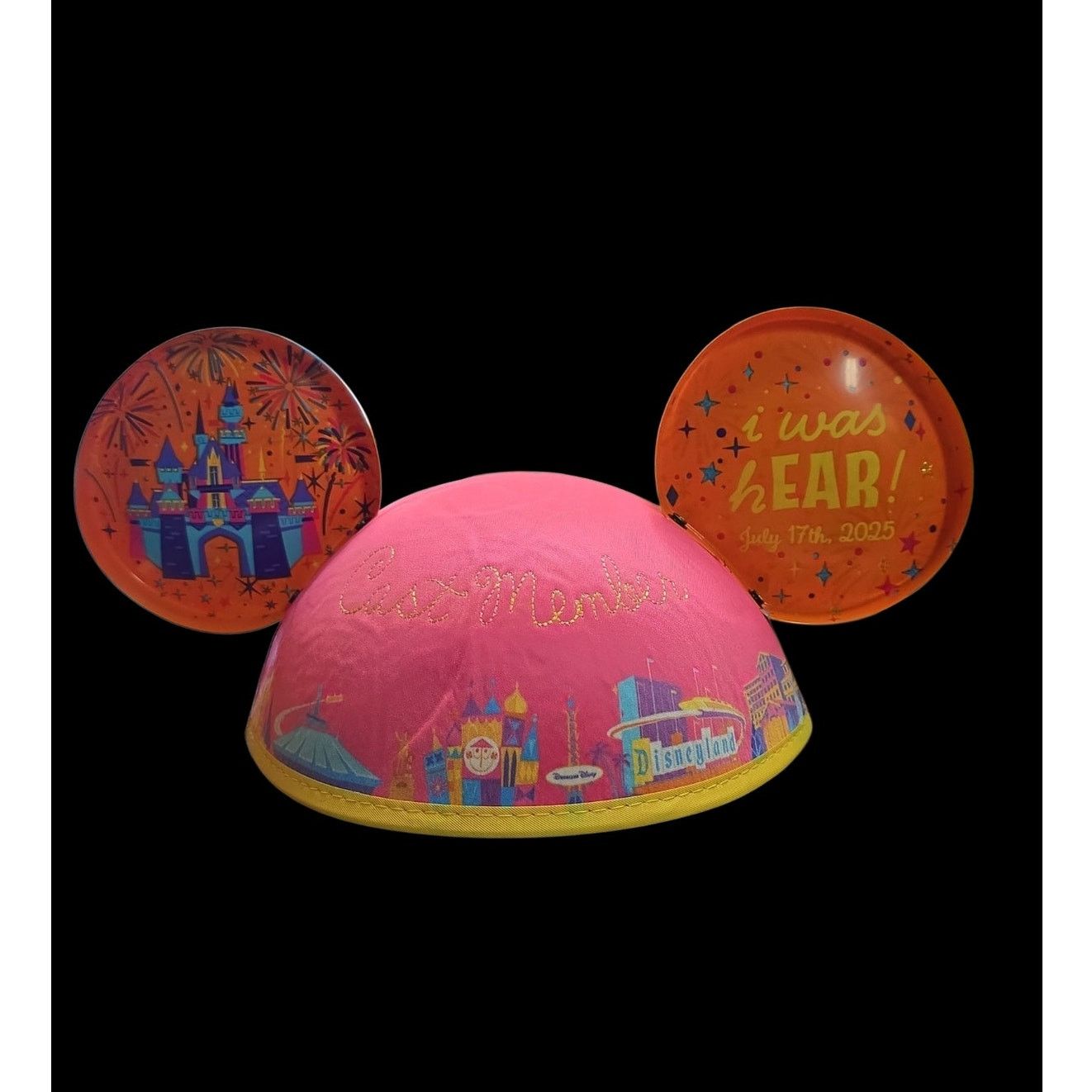 Disney Disneyland 70th Anniversary Cast Member Ears, Pink & Orange Size ONE SIZE - 3 Thumbnail