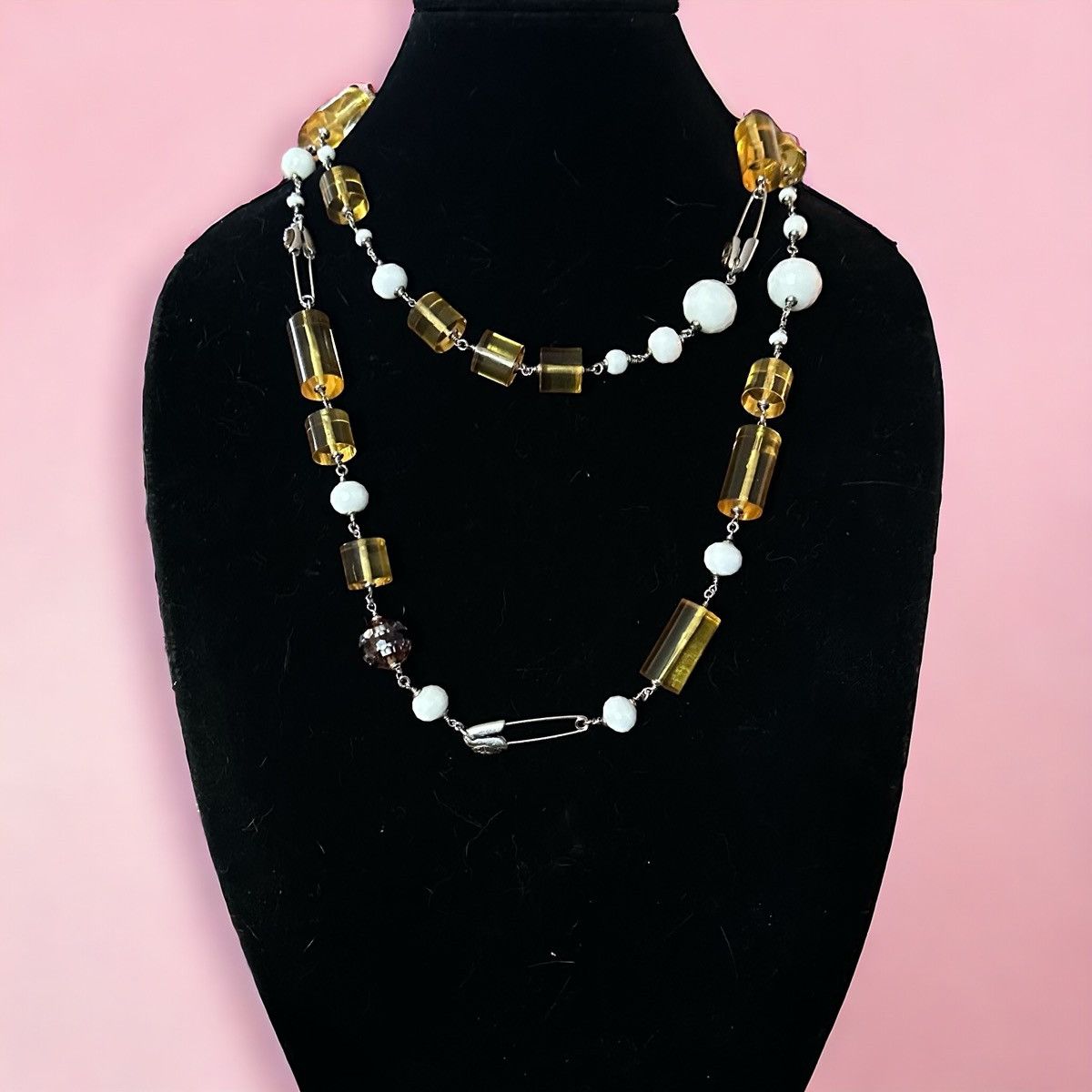 Henri Bendel Vintage Henri Bendel lucite, crystal and safety pin necklace Size ONE SIZE - 1 Thumbnail