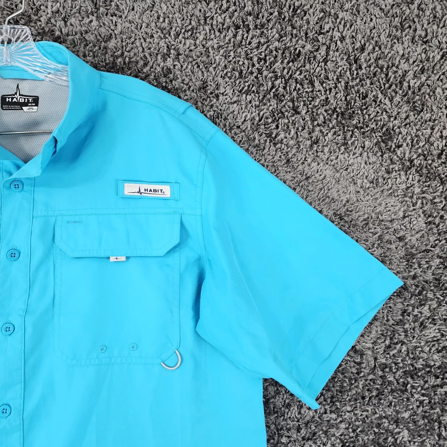 Habitat Habit Mens Blue Short Sleeve Button-Up 100% Polyester Size M Size US 31 - 3 Thumbnail