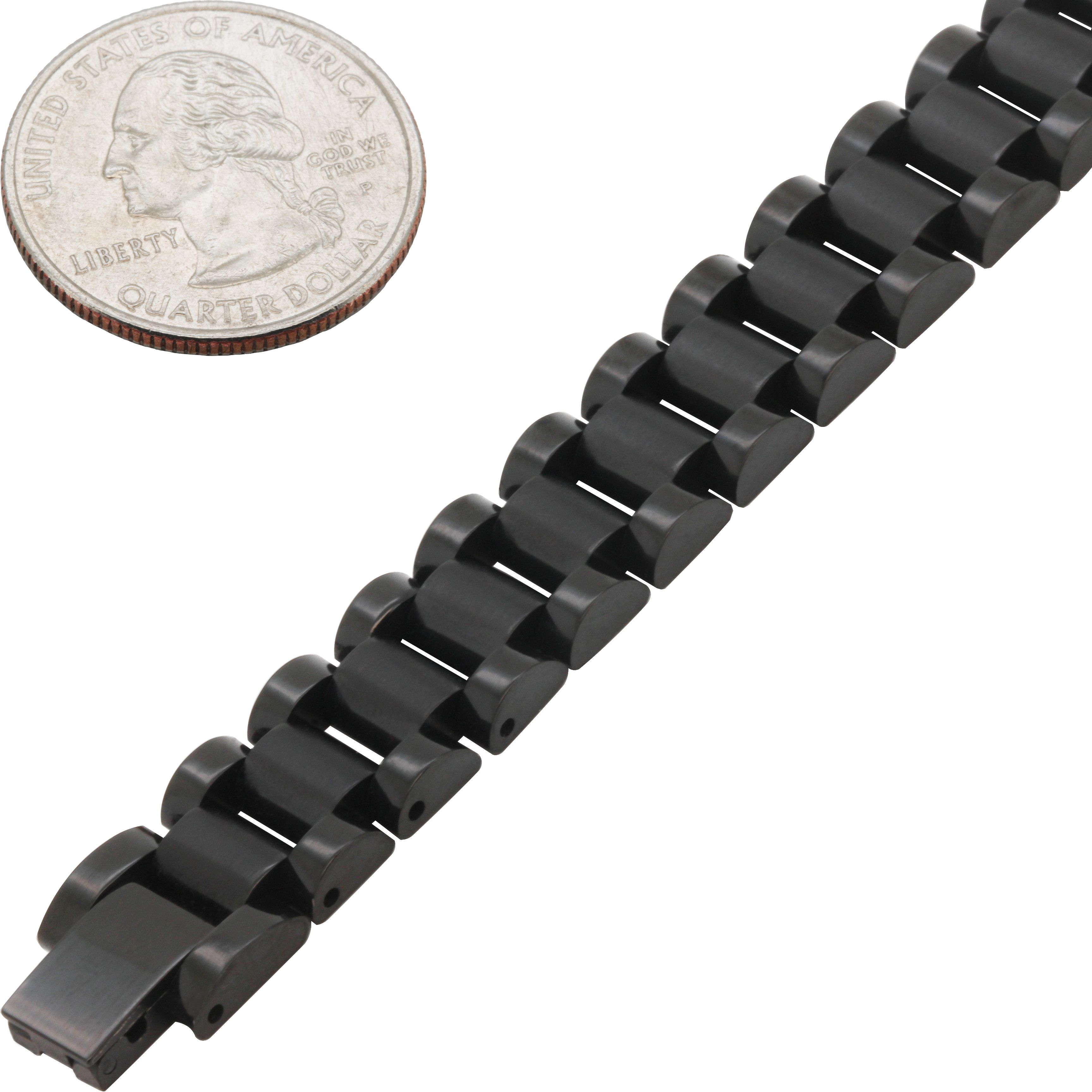Other 316L SS Black Rhodium 10mm Watch Strap Link Bracelet 8.25" Size ONE SIZE - 1 Preview