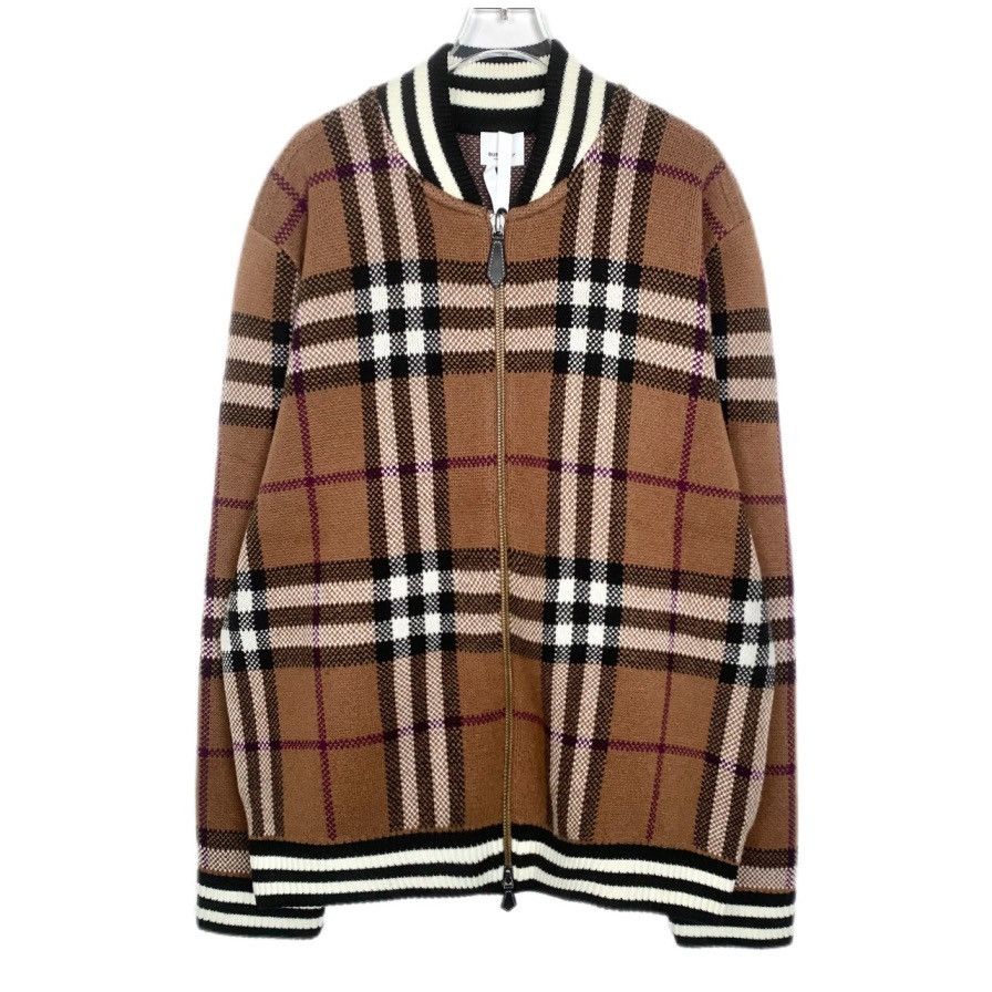 Burberry Burberry Classic Tartan Wool Zip Knit Jacket Size US XL / EU 56 / 4 - 1 Thumbnail