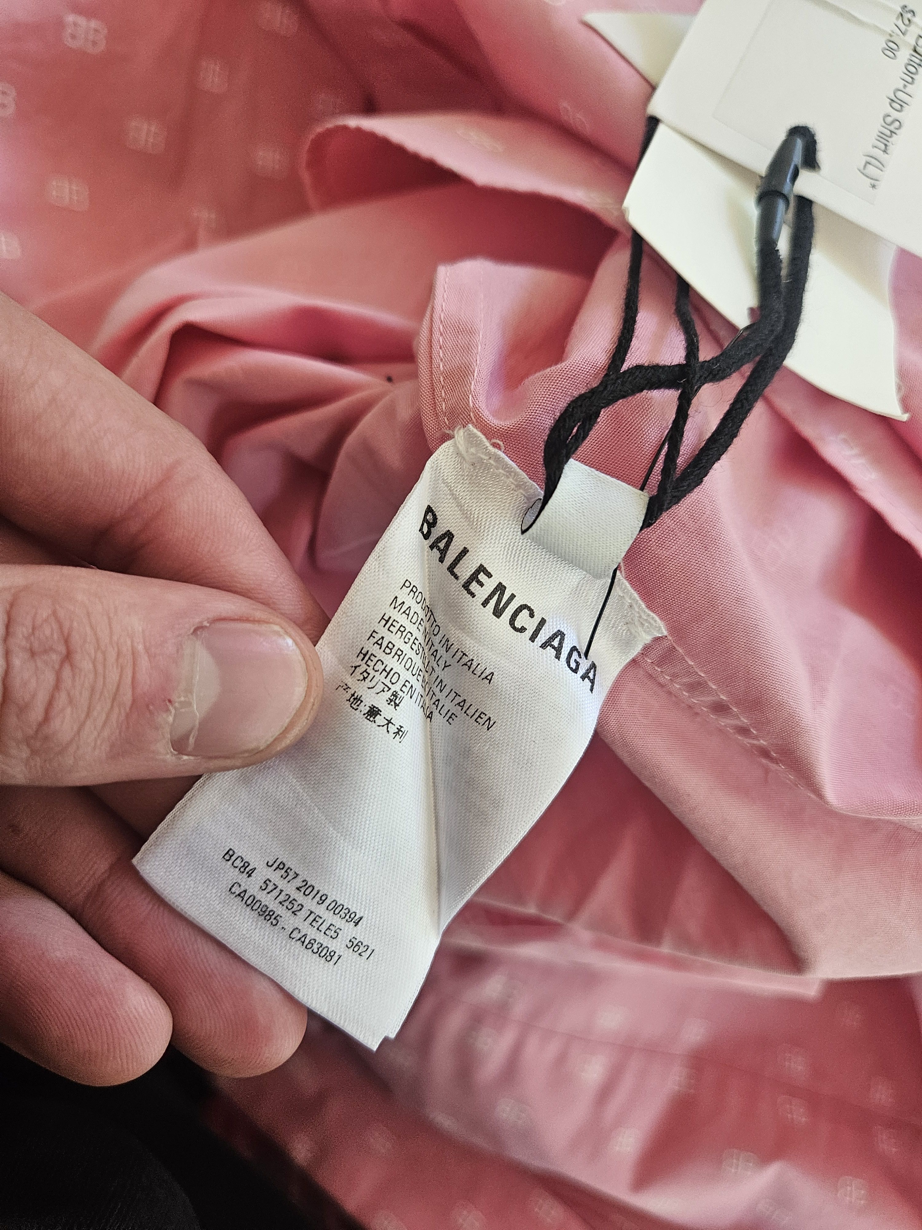 Balenciaga Balenciaga BB Monogram Pink Oversized Button Up Shirt Size US XS / EU 42 / 0 - 9 Thumbnail