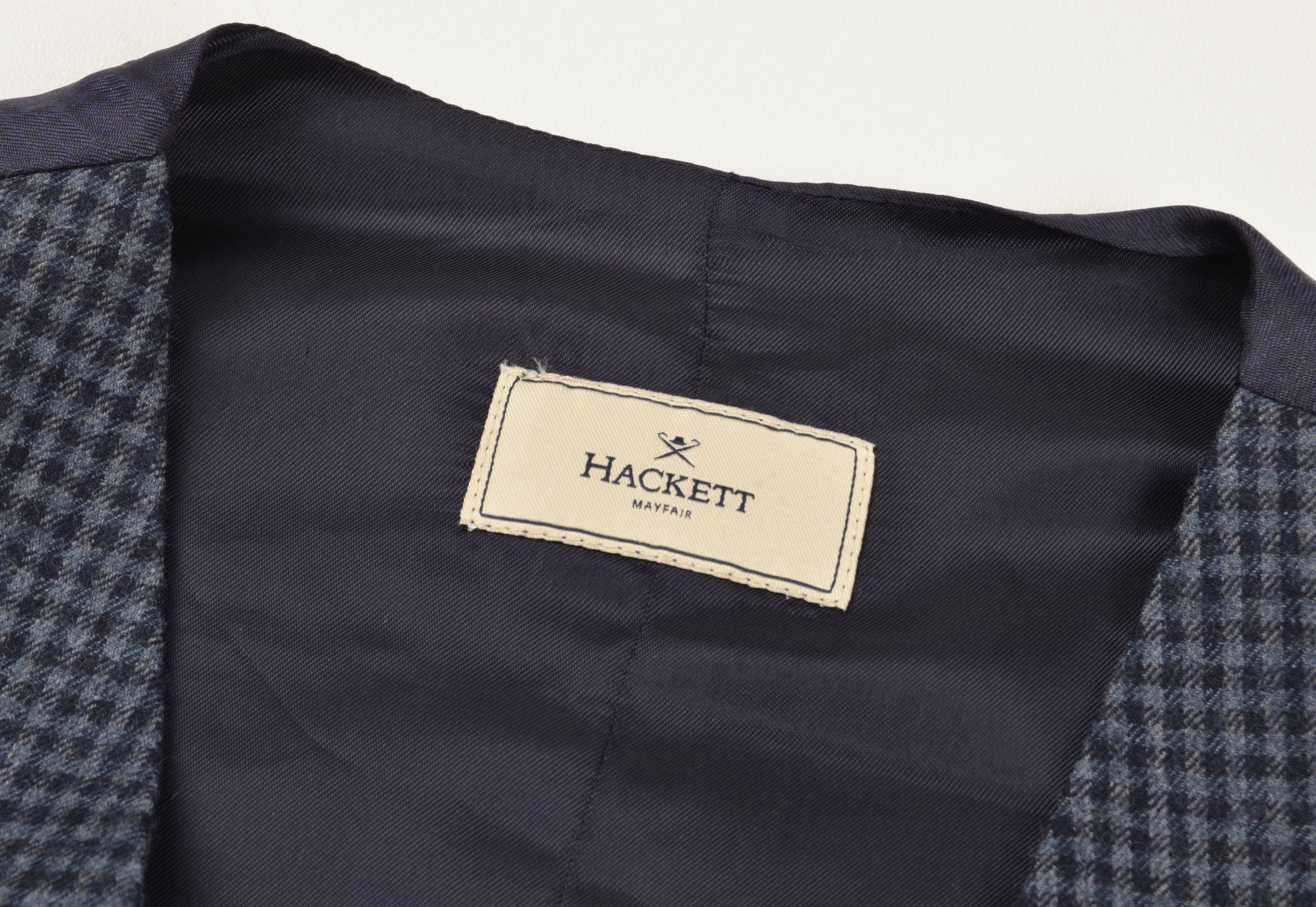 Hackett Hackett Mayfair Gunclub Flan Wool Gray Navy Check Vest Size 36R - 6 Thumbnail