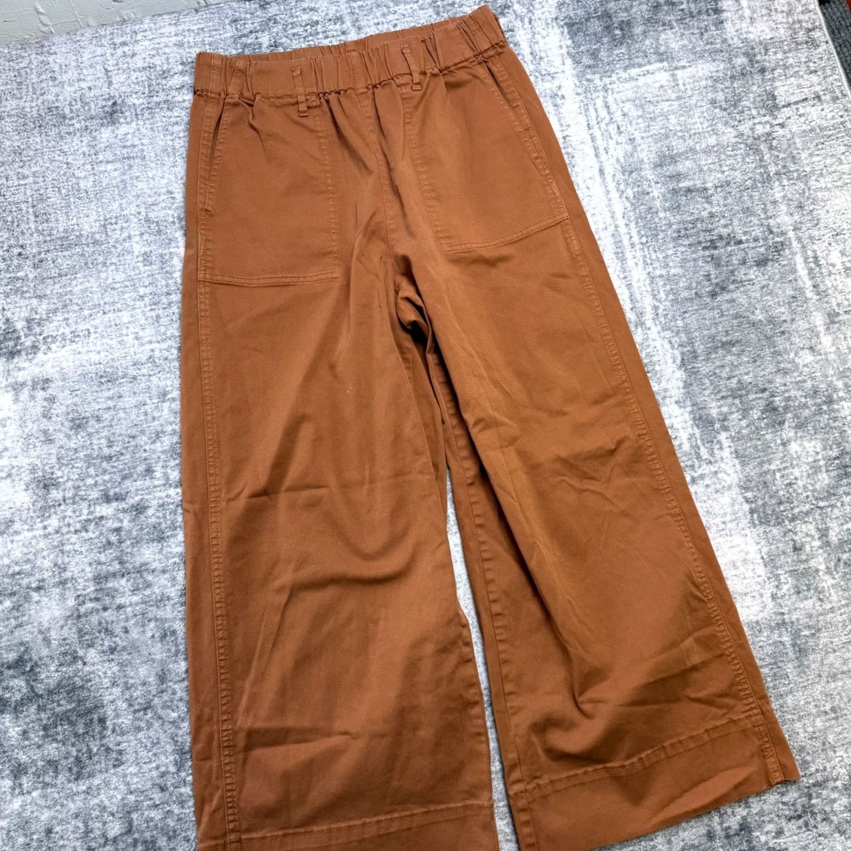 J.Crew J Crew Pants Womens Medium Rust Elastic Waist Pull On Wide Leg Chino Trouser Size 32" / US 10 / IT 46 - 2 Thumbnail