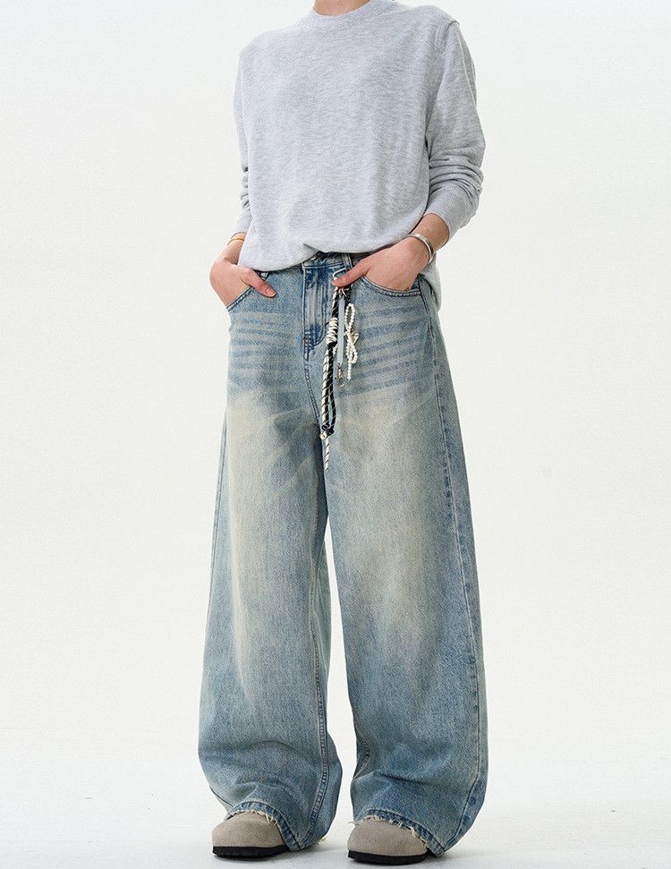Jean American retro cleanfit washed distressed jeans for men Size US 32 / EU 48 - 2 Thumbnail