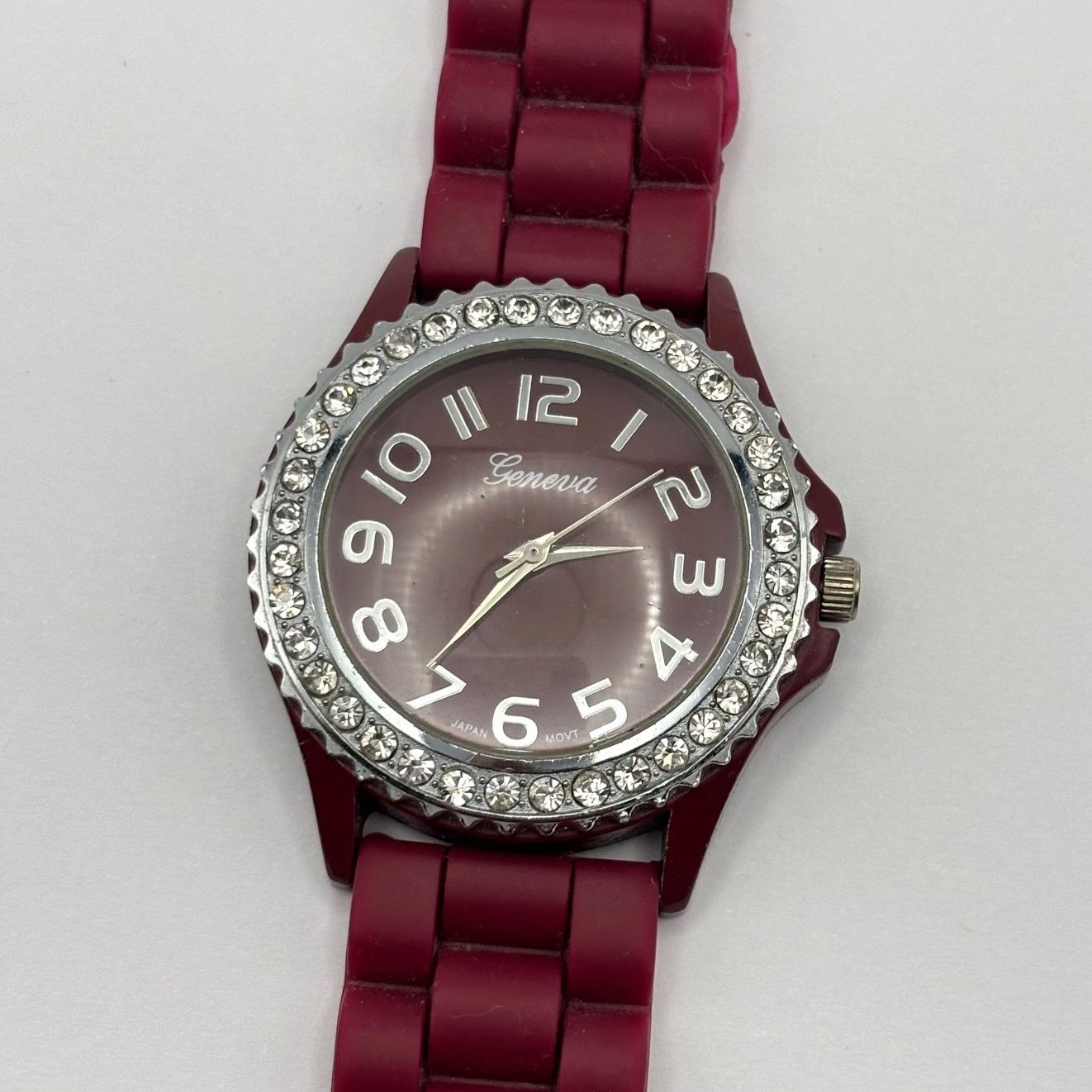 Geneva Silver & Burgundy Men's Watch Size ONE SIZE - 3 Thumbnail