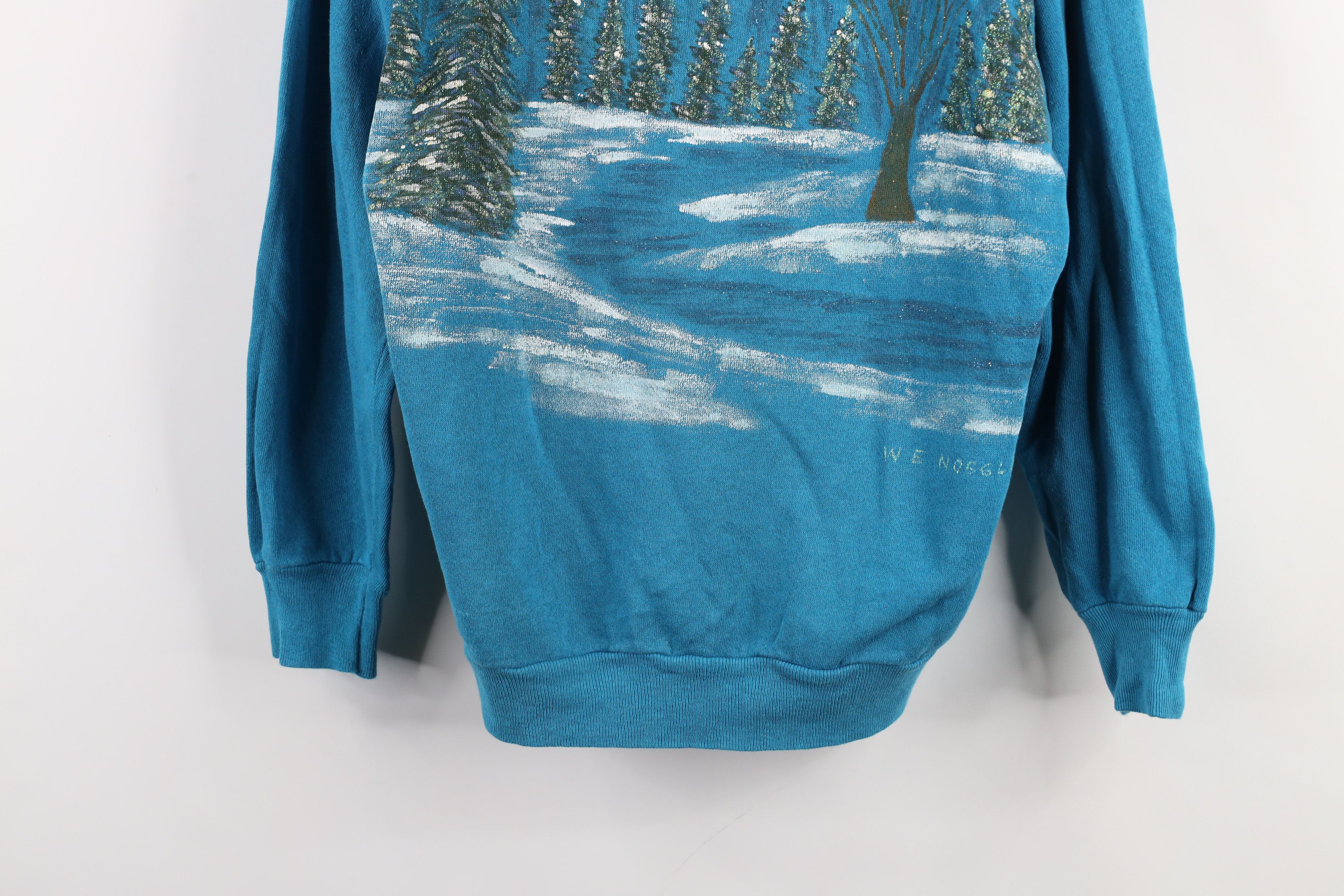 Vintage Vintage 90s Streetwear Hand Painted Winter Trees Sweatshirt Size L / US 10 / IT 46 - 3 Thumbnail