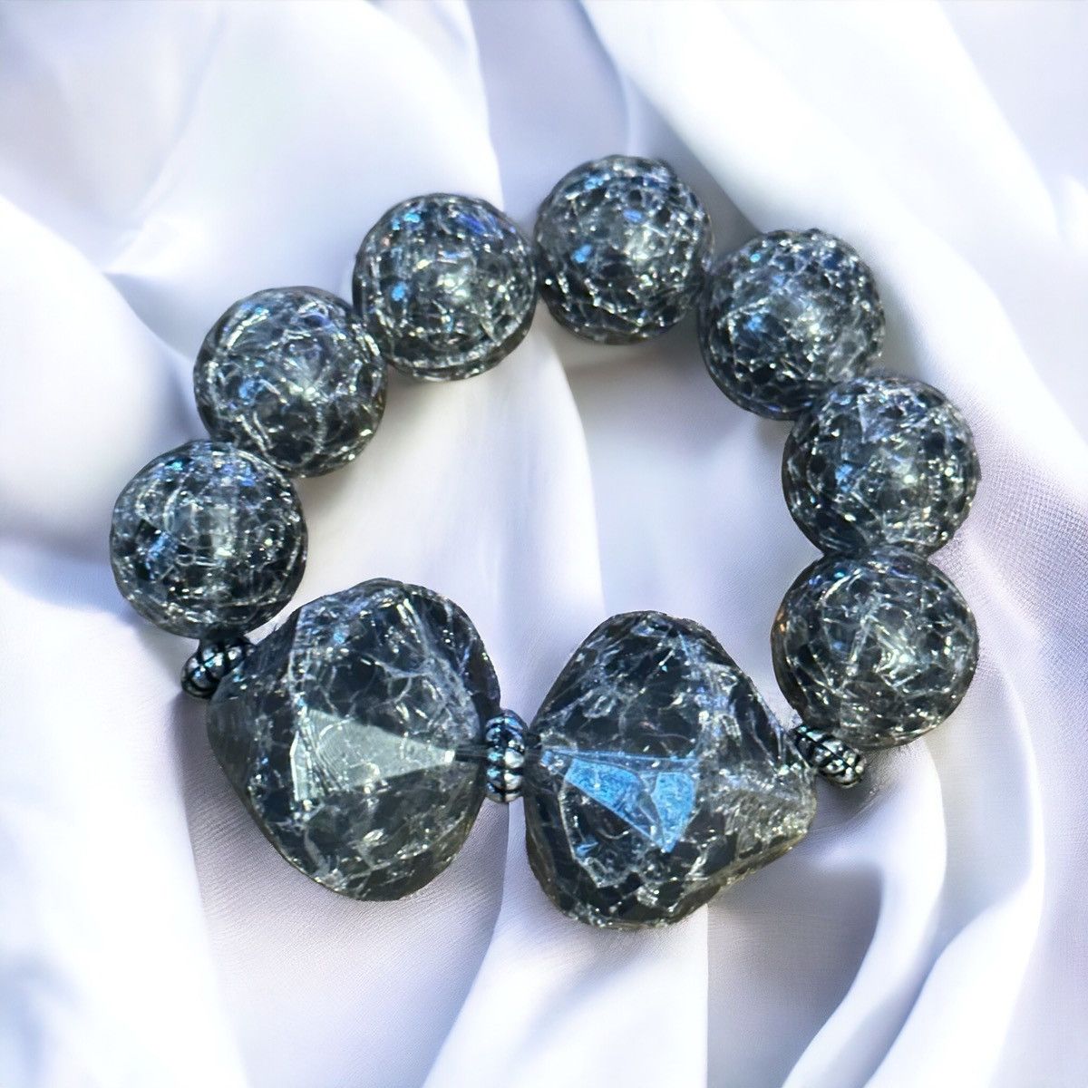Other Chunky smokey crackled bead stretch bracelet Size ONE SIZE - 1 Thumbnail