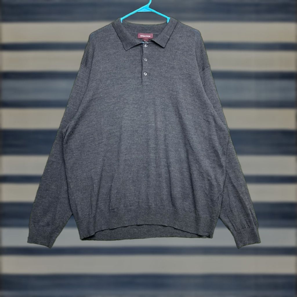Brooks Brothers Brooks Brothers Mens XL Henley Style Sweater 100% Merino Wool Gray/Gray Polo Knit 90s Classic Modern Size US XL / EU 56 / 4 - 1 Thumbnail