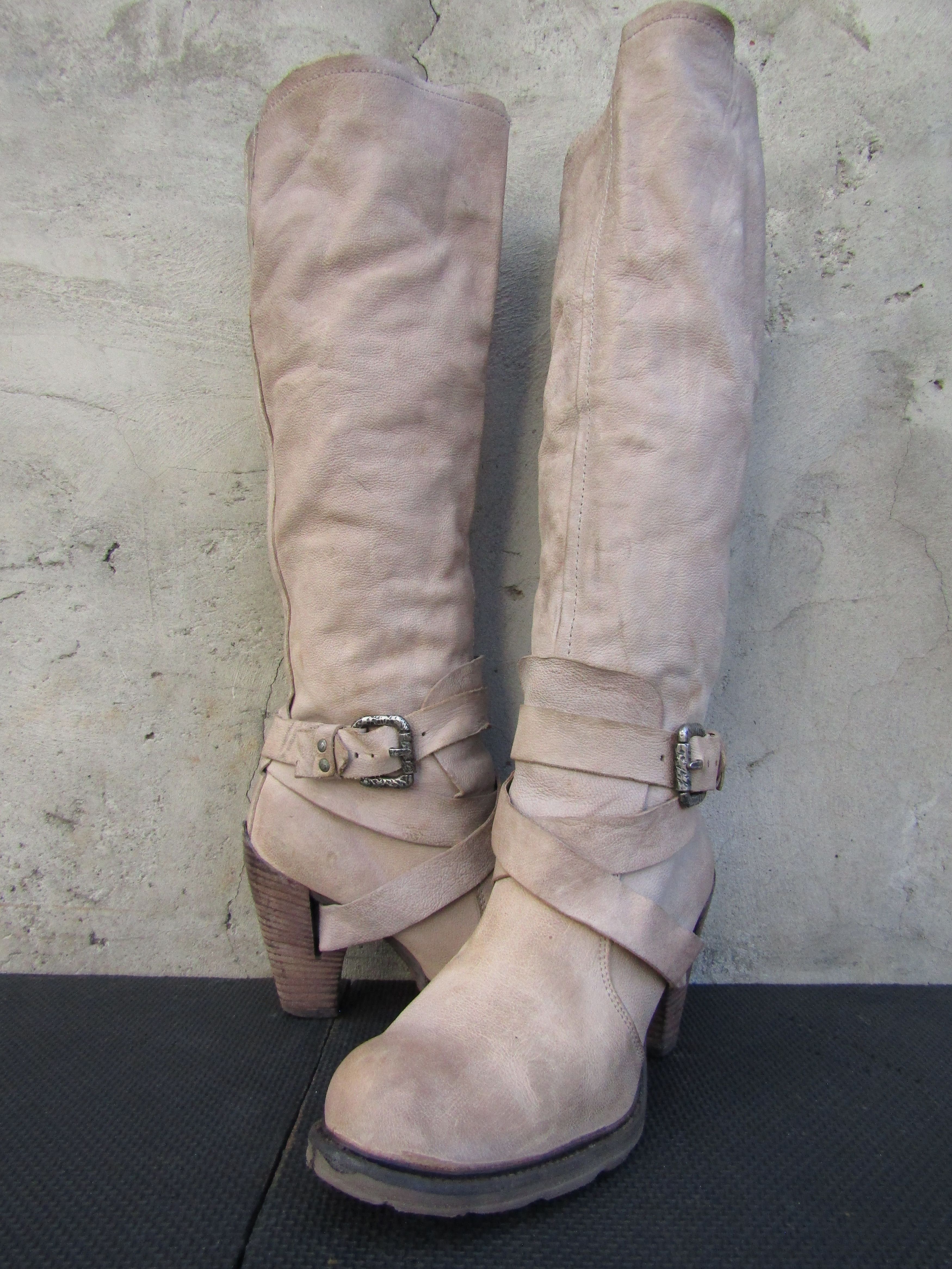 A.S.98 Airstep A.S.98 Zip Buckle High Tall Leather Heel Block Size US 9.5 / IT 39.5 - 1 Thumbnail