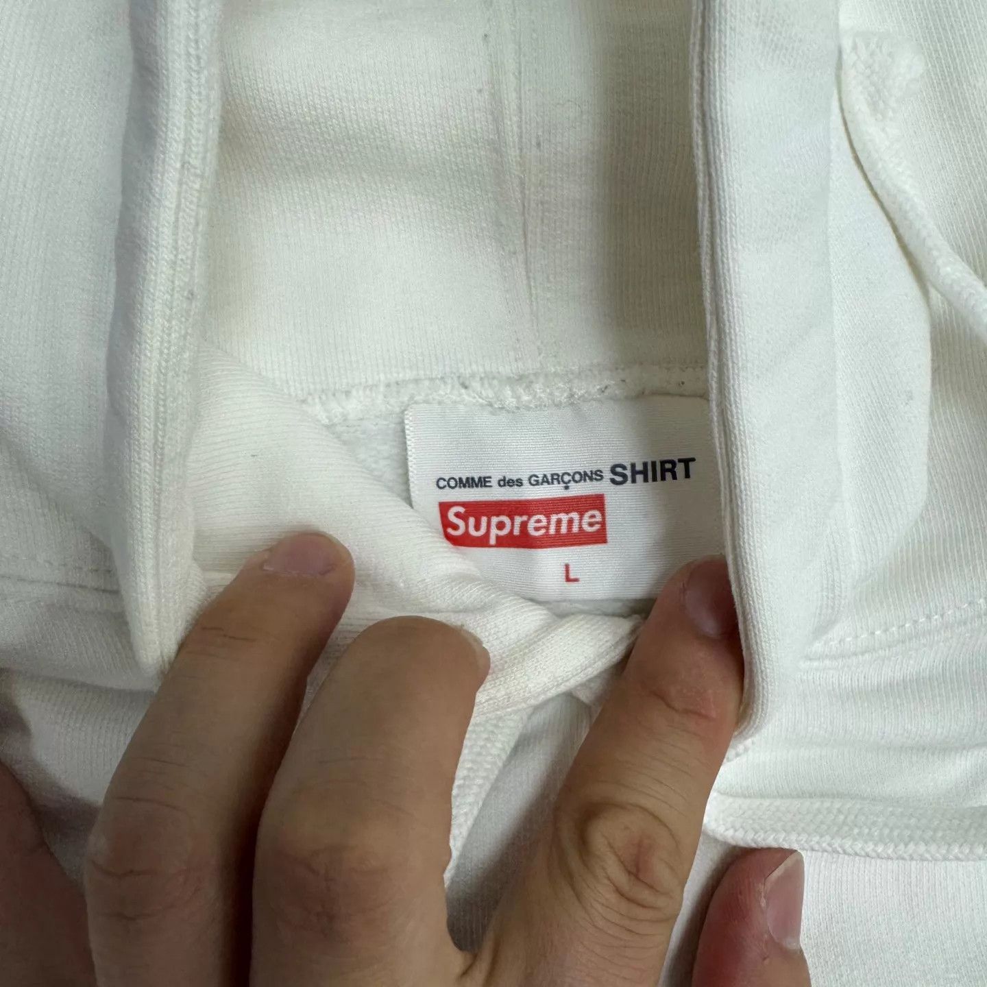 Comme des Garcons Supreme x CDG Misaligned Black & White Hoodie L Size L / US 10 / IT 46 - 6 Thumbnail