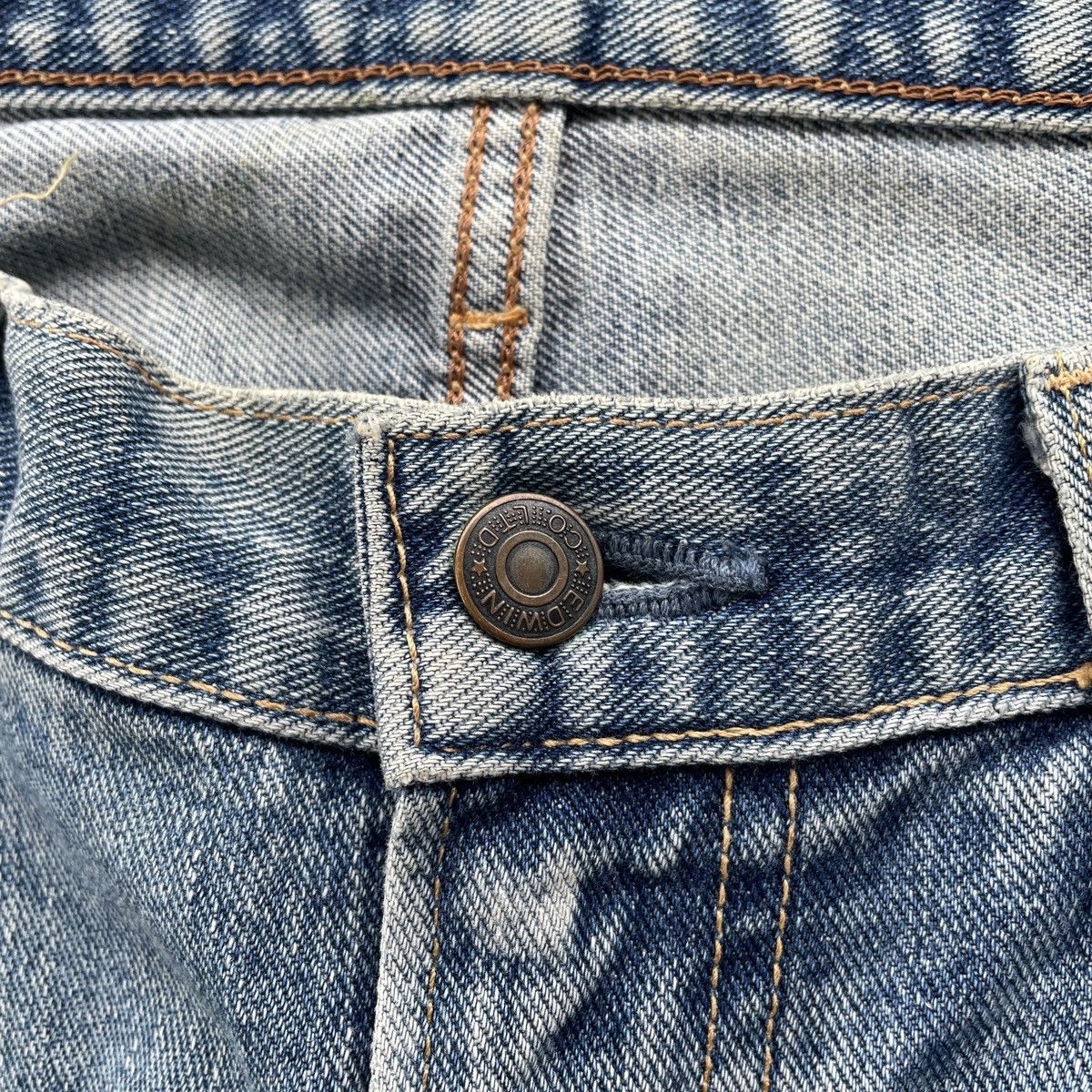 Japanese Brand Vintage Edwin Made In Japan Distressed Faded Jeans Pants W32 Size US 32 / EU 48 - 6 Thumbnail