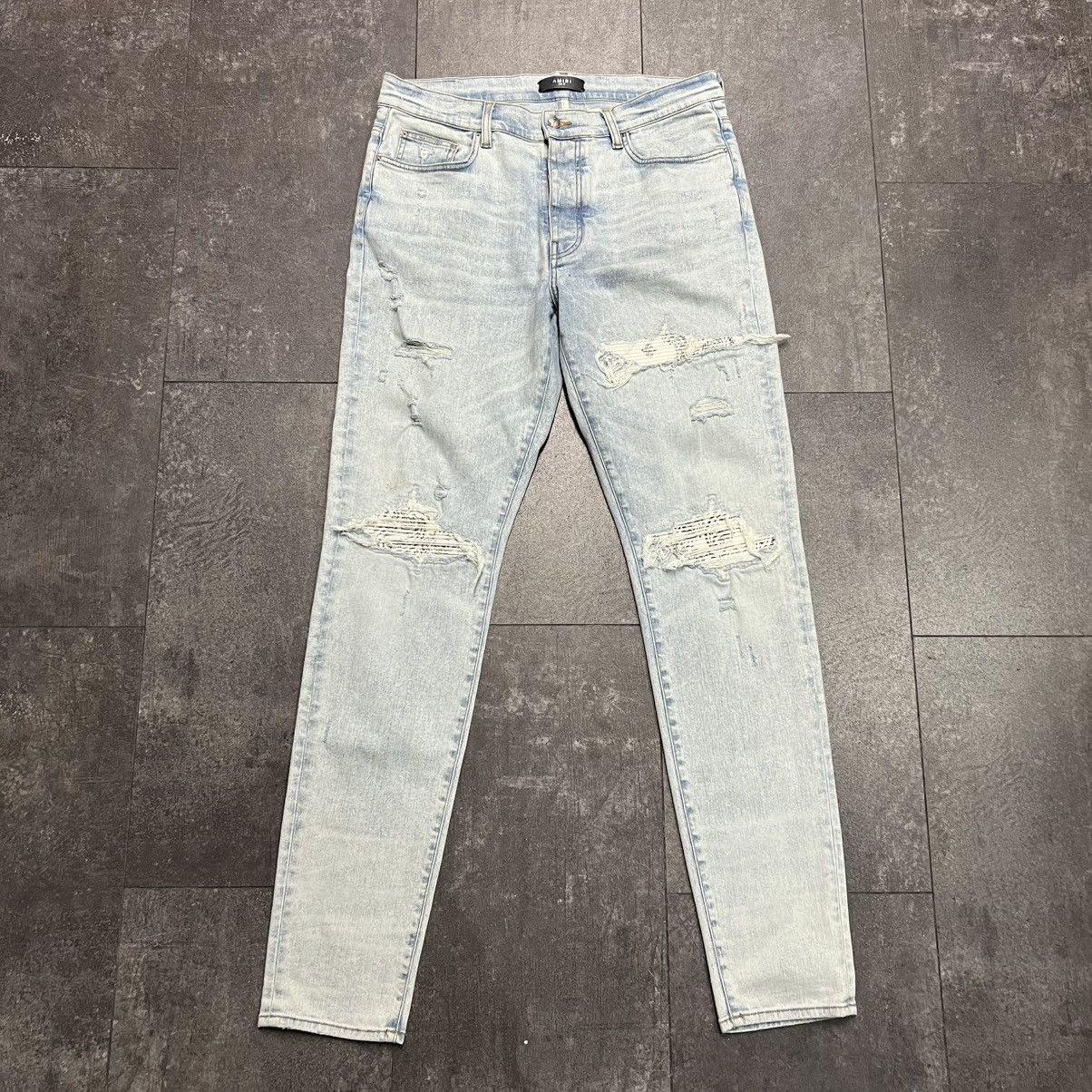 Amiri AMIRI Mx1 White Patch Jeans | Grailed