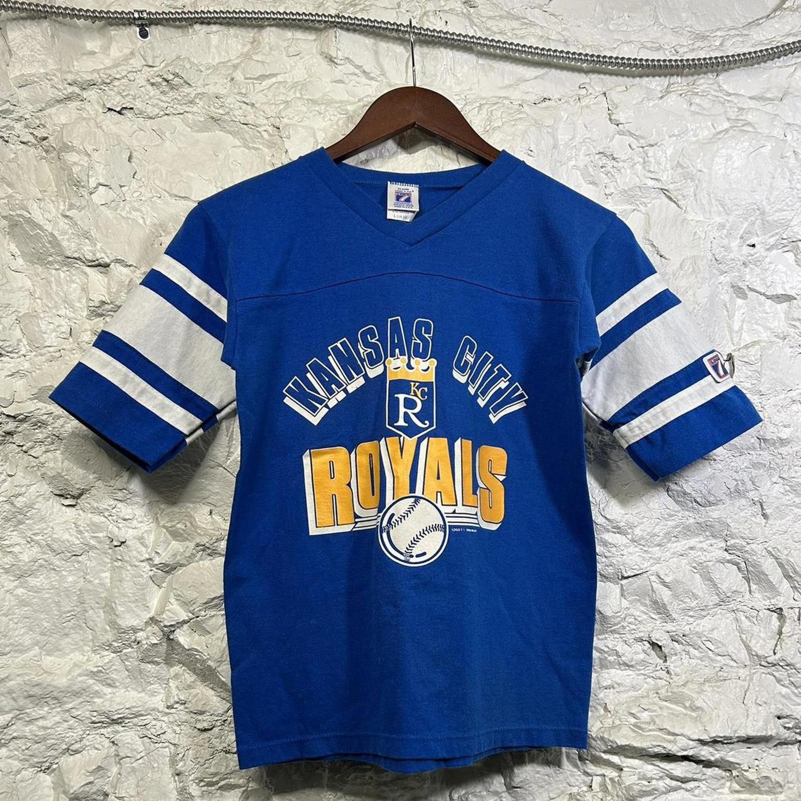 1988 Kansas City Royals Logo 7 Baseball Tee Size Youth Large