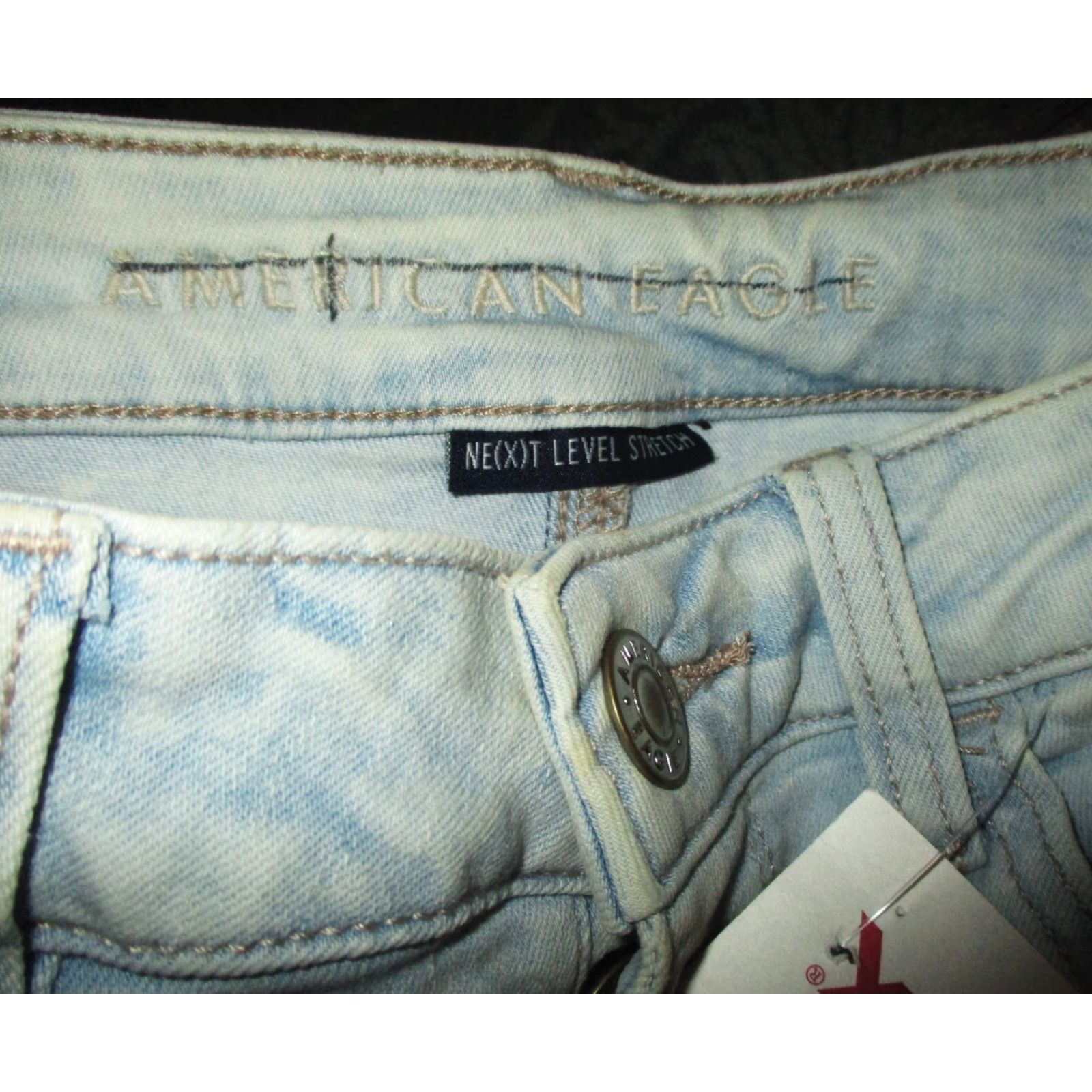 American Eagle Outfitters AMERICAN EAGLE Blue Button Fly Distressed Denim Jeans Size 8 Womens Jeans Size 26" / US 2 / IT 38 - 5 Thumbnail