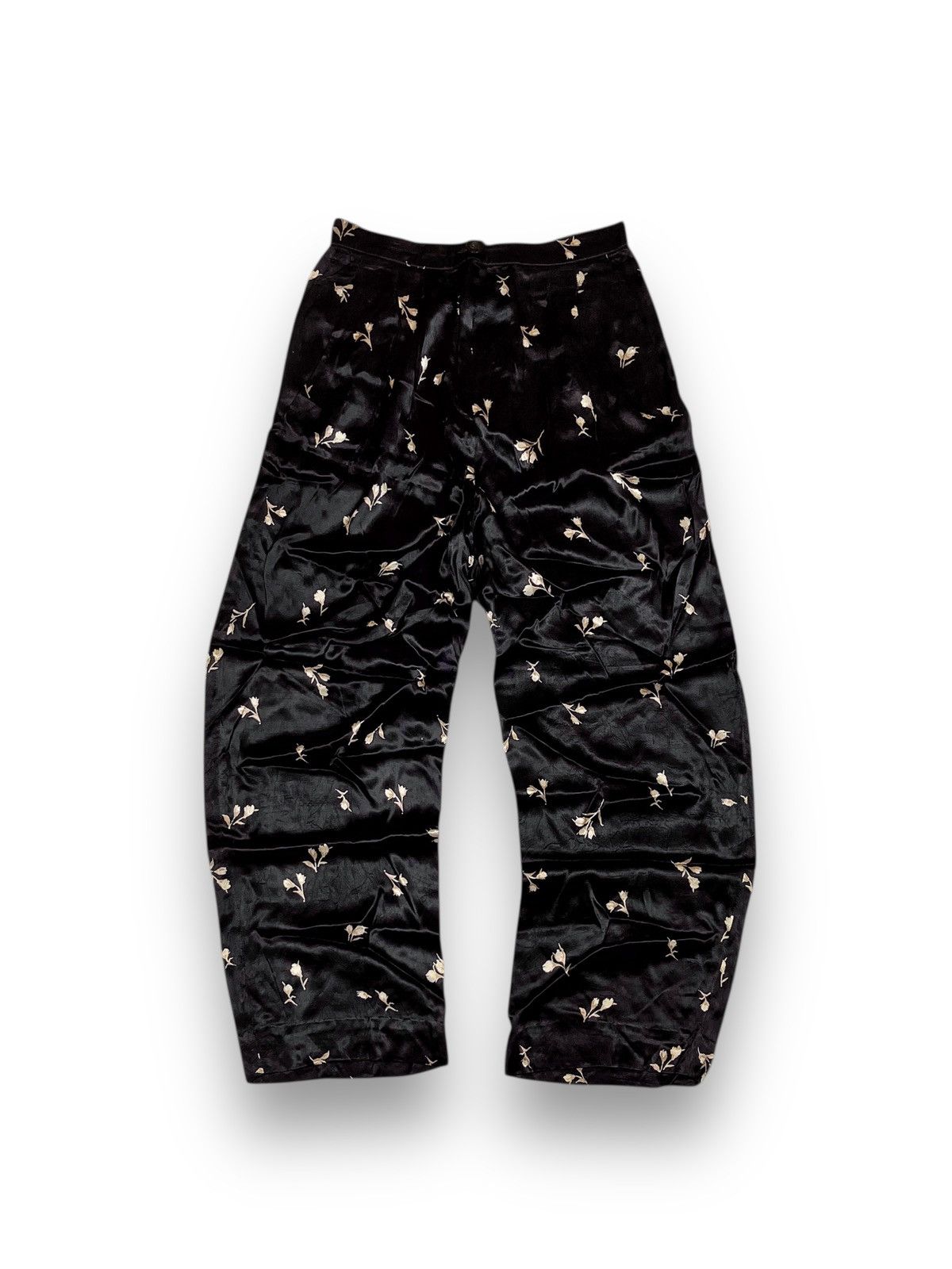 Krizia Poi Made In Italy Flower Print Vintage Rayon Pants